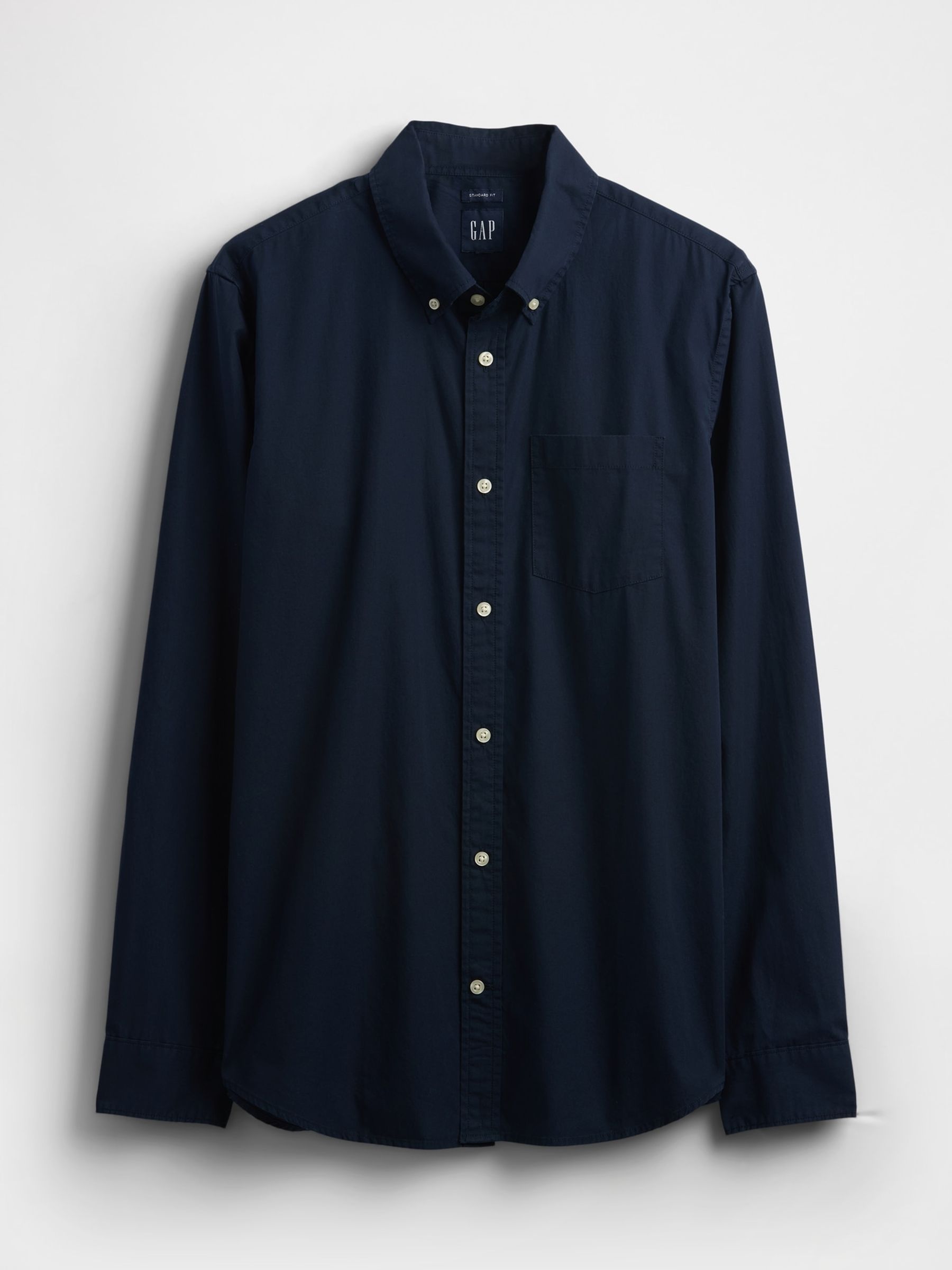 Navy Blue Long Sleeve Poplin Classic Shirt - Image 1 of 2
