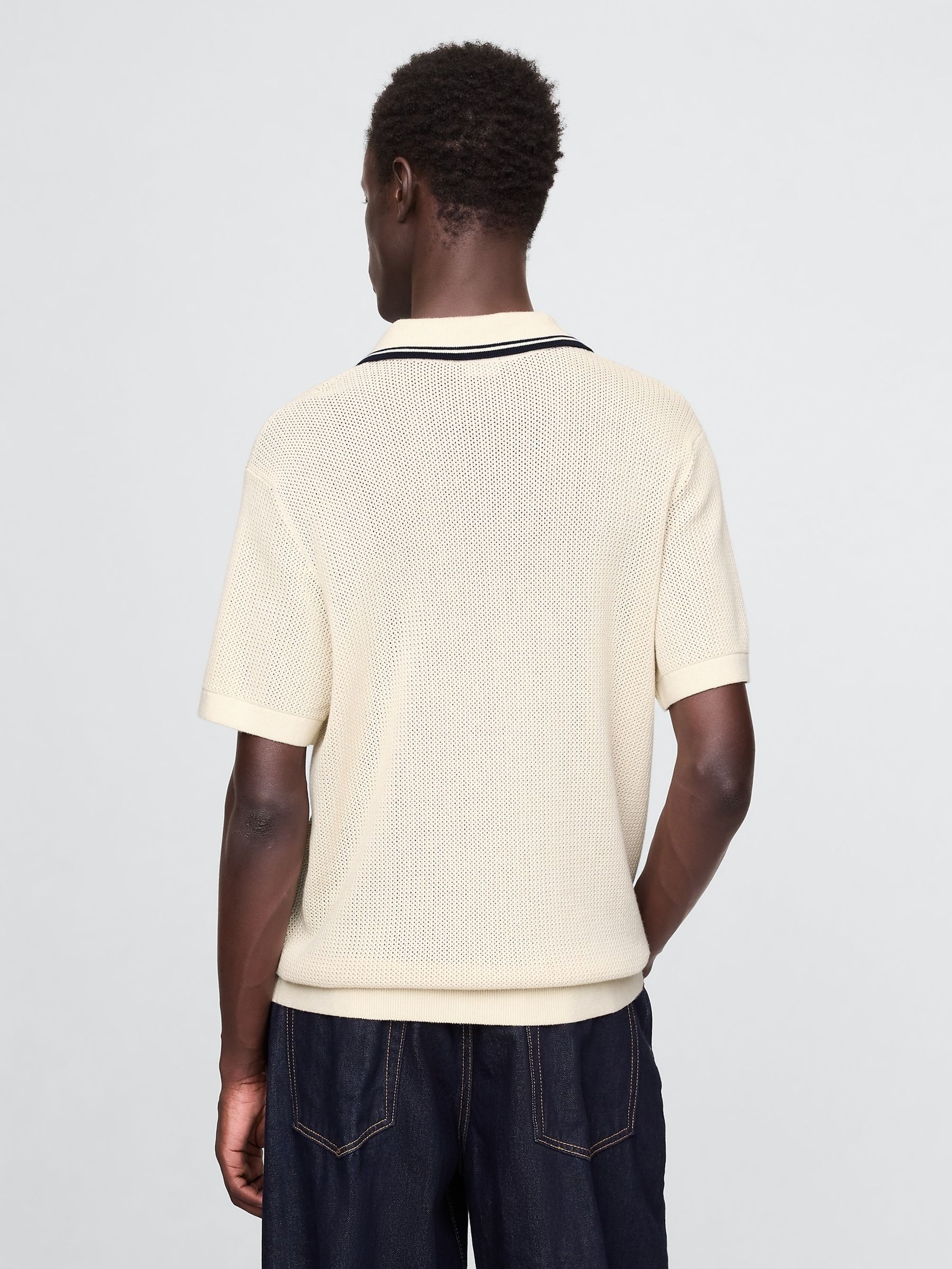 Blue Johnny-Collar Short Sleeve Knitted Polo Jumper - Image 2 of 7