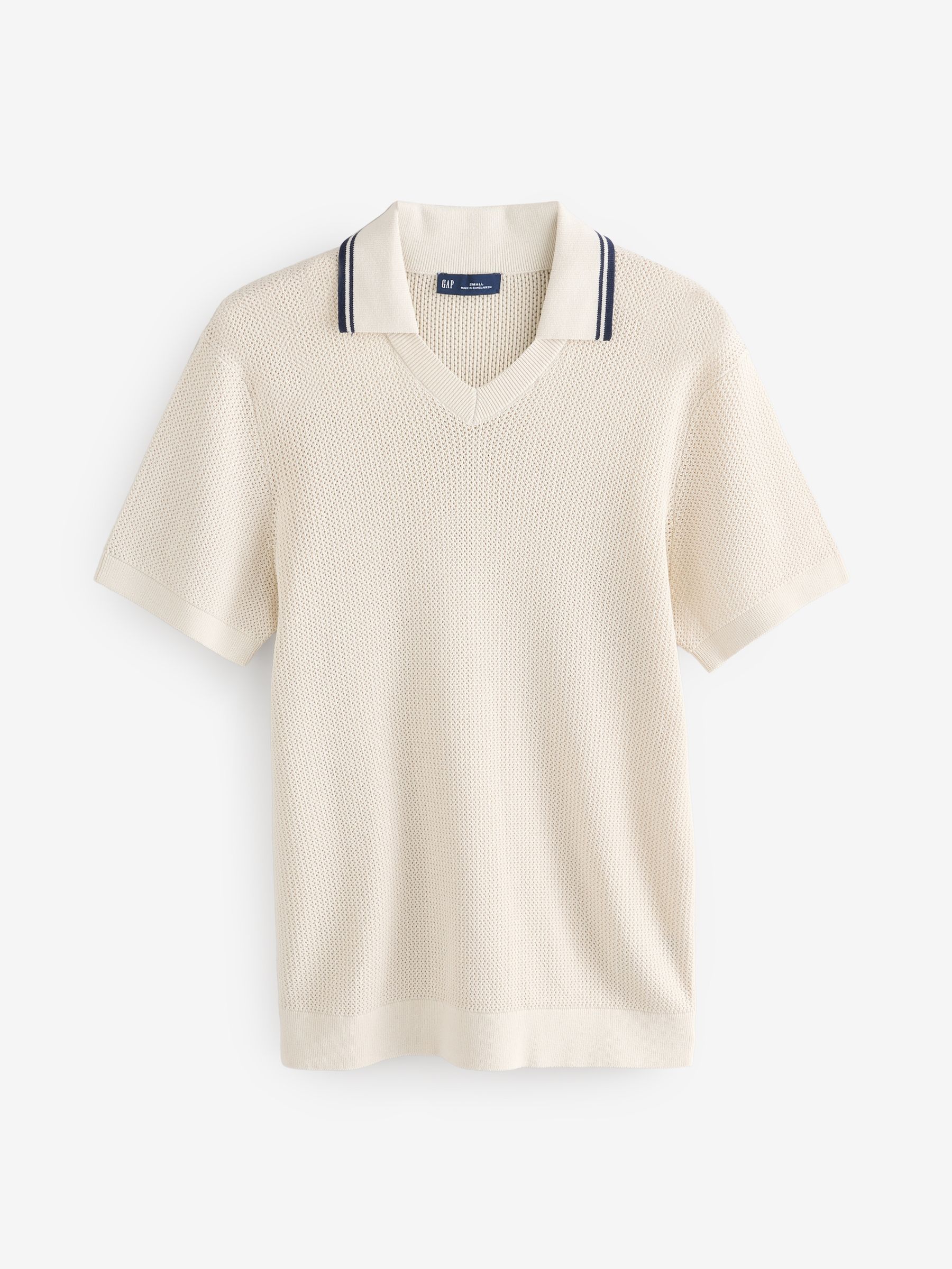 Blue Johnny-Collar Short Sleeve Knitted Polo Jumper - Image 5 of 7