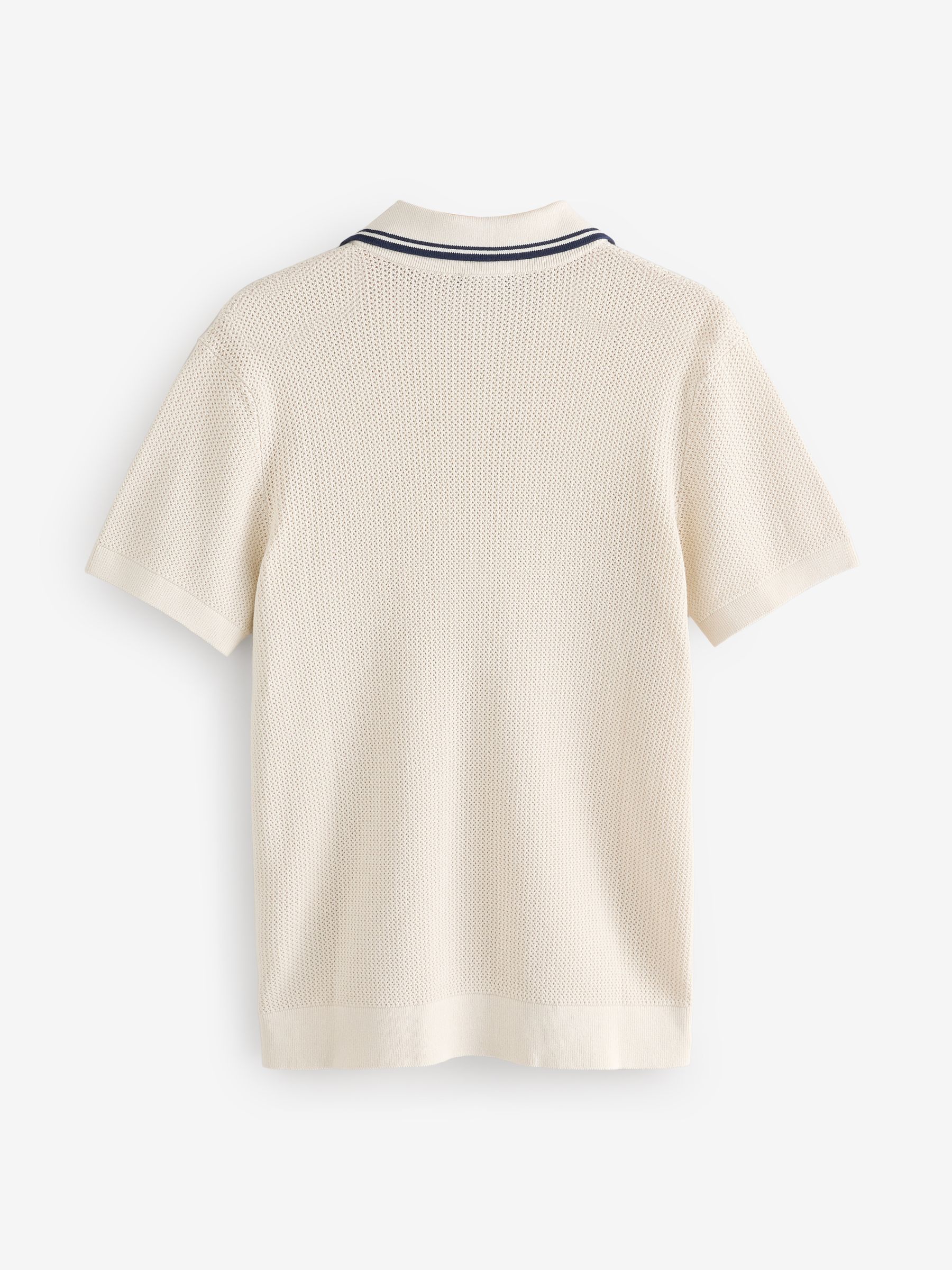 Blue Johnny-Collar Short Sleeve Knitted Polo Jumper - Image 6 of 7