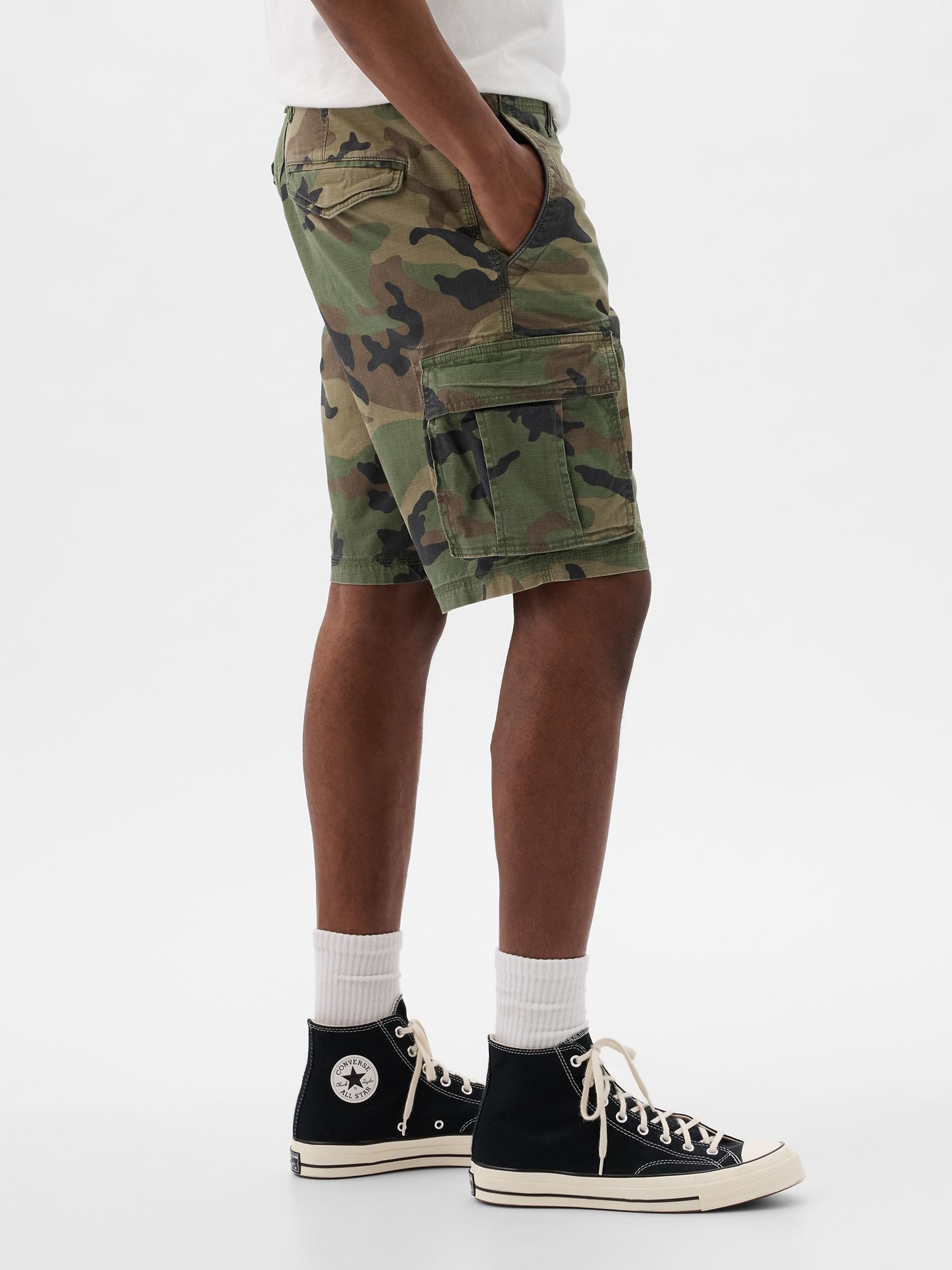 Green Camo 11" Cargo Shorts - Image 3 of 5