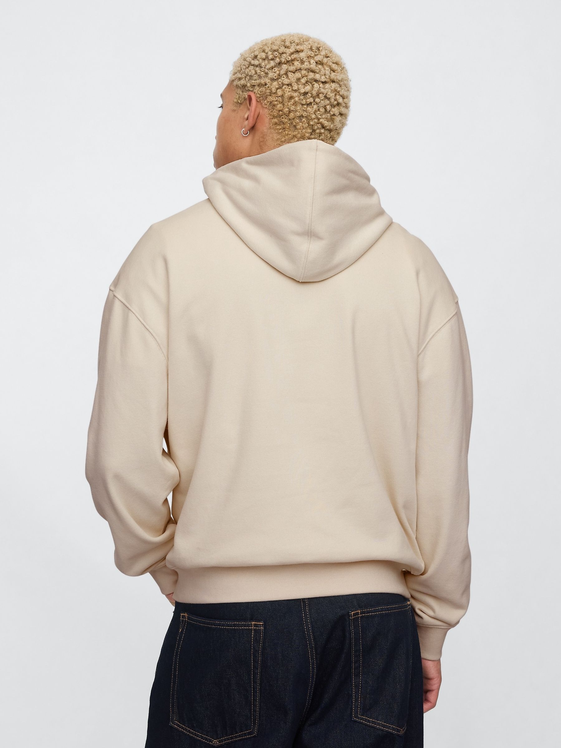 Beige Vintage Soft Oversized Logo Hoodie - Image 2 of 5