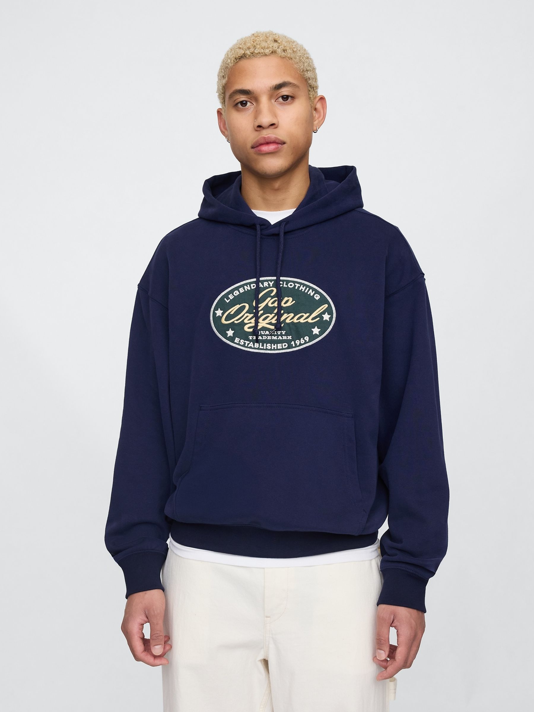 Navy Blue Vintage Soft Original Logo Hoodie - Image 1 of 5