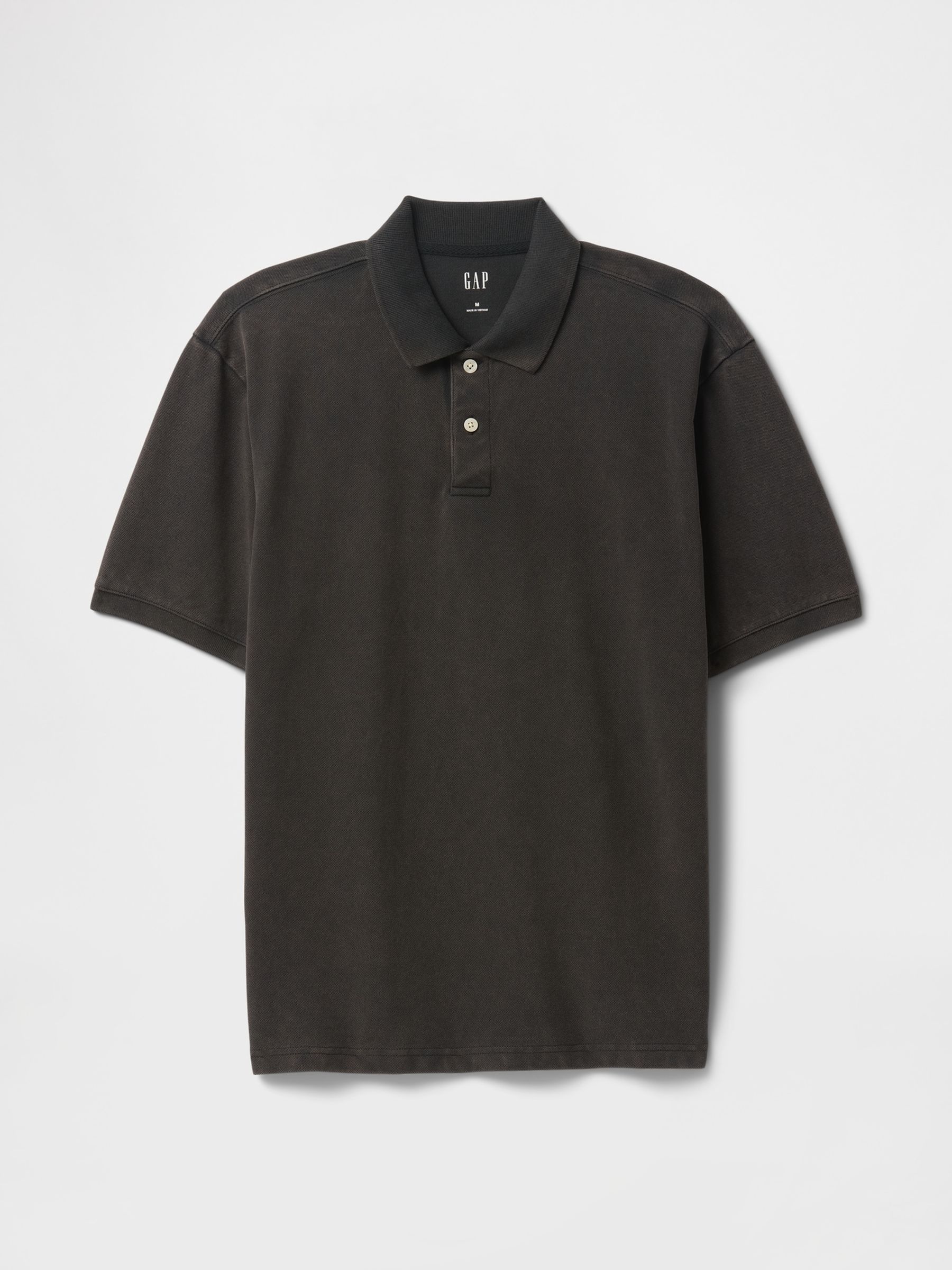 Black Cotton Pique Short Sleeve Polo Shirt - Image 5 of 5