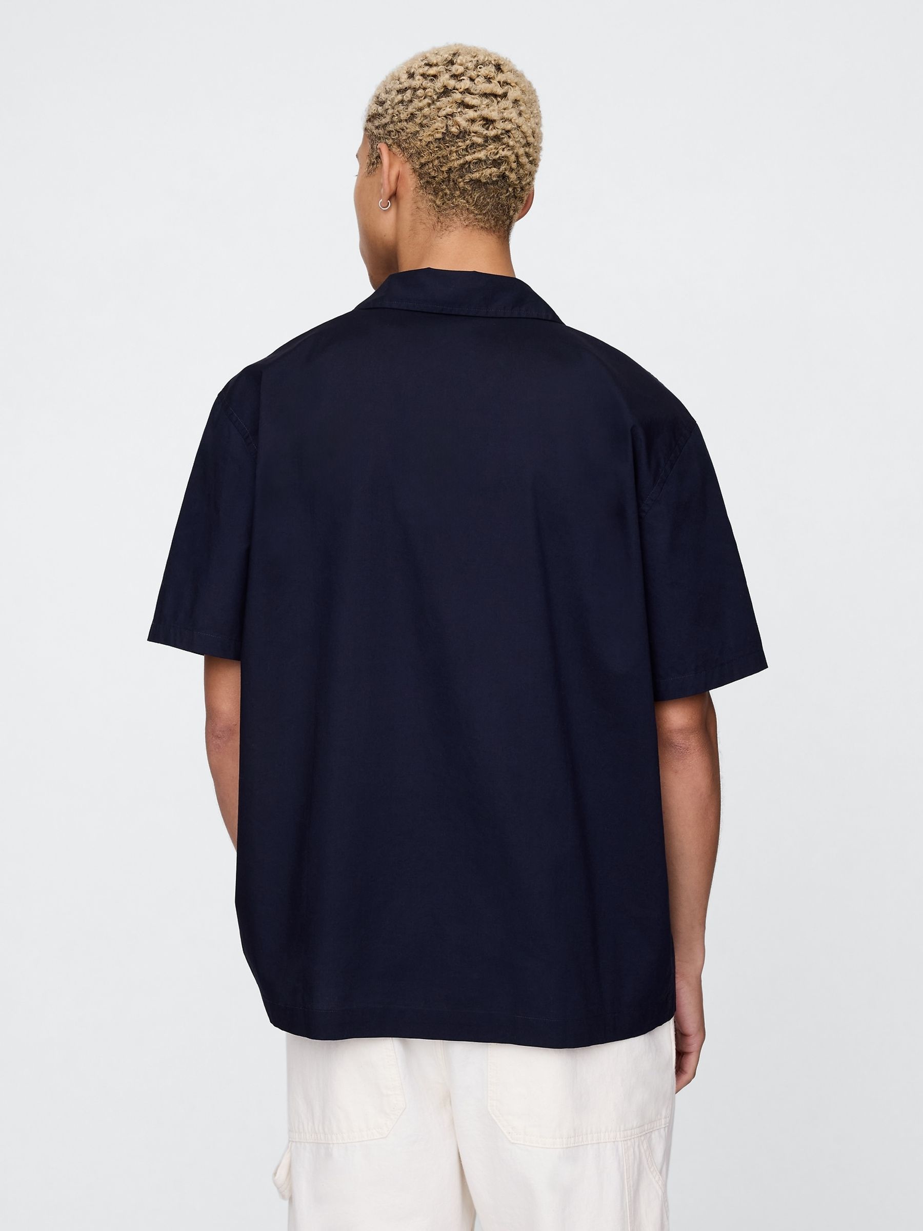 Navy Blue Eyelet Poplin Shirt - Image 2 of 5