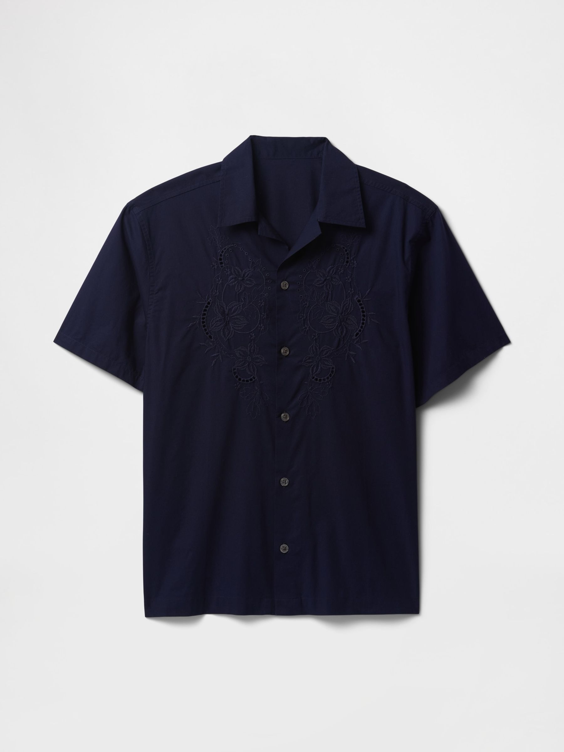 Navy Blue Eyelet Poplin Shirt - Image 4 of 5