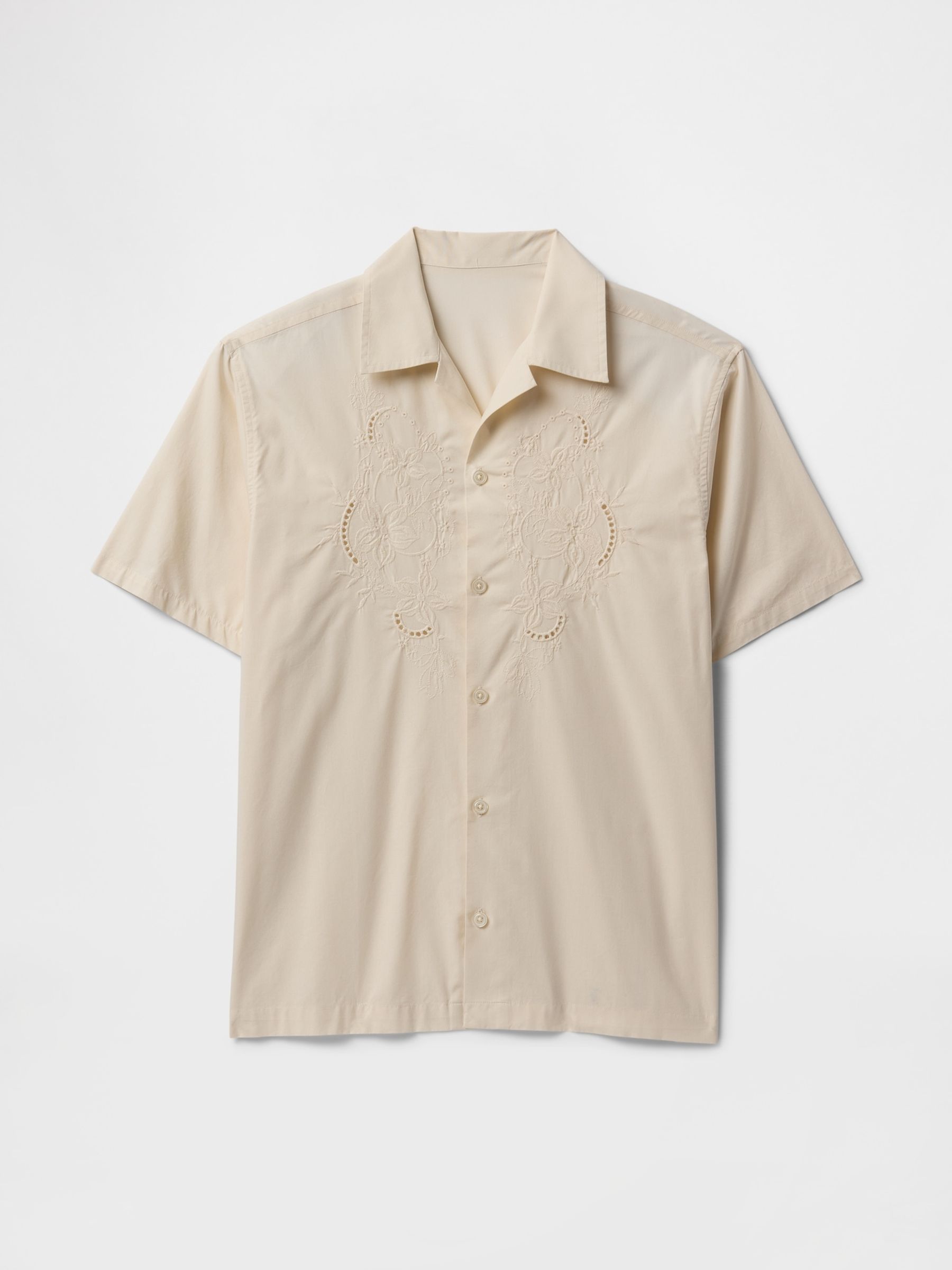 Beige Eyelet Poplin Shirt - Image 4 of 5