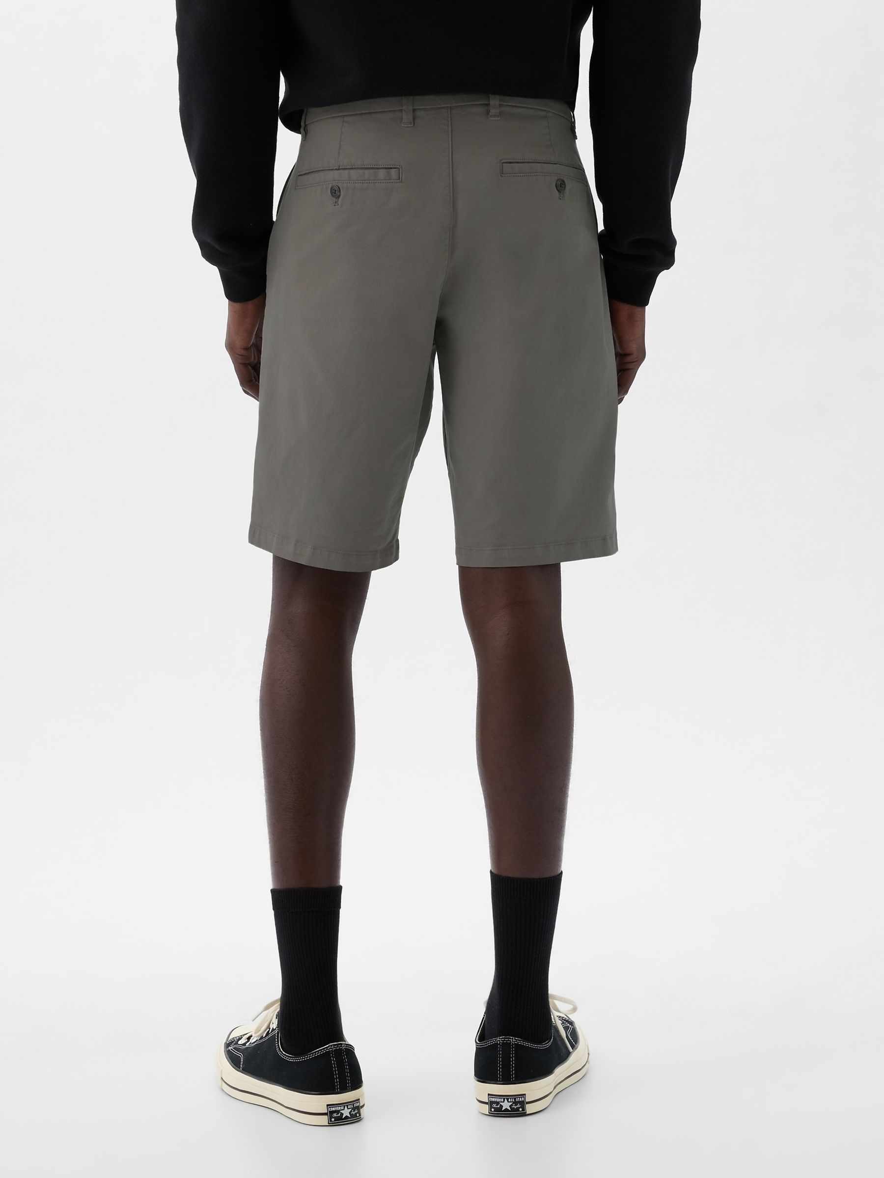 Dark Grey 10"" Cotton Blend Vintage Chino Shorts - Image 2 of 5