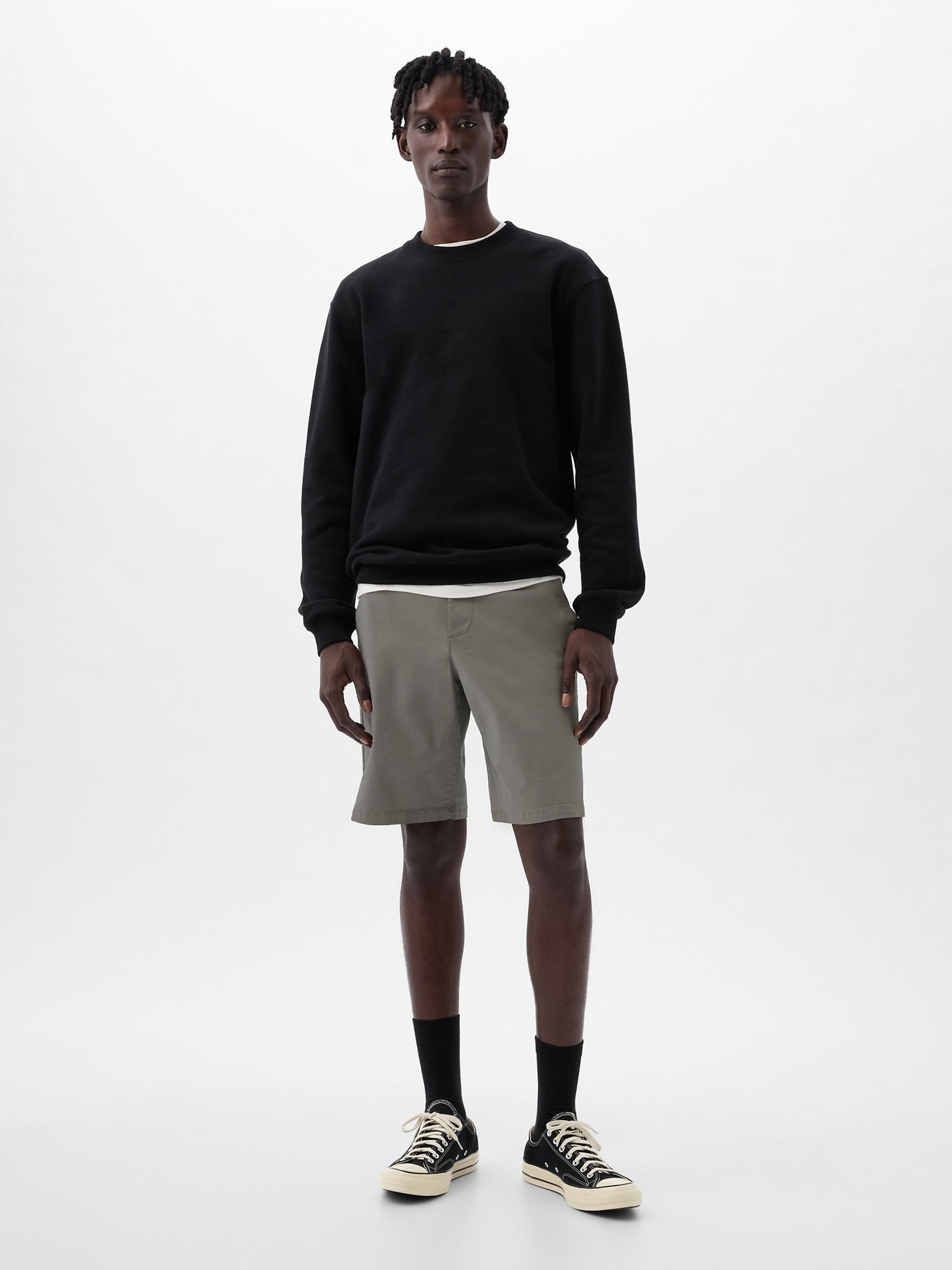 Dark Grey 10"" Cotton Blend Vintage Chino Shorts - Image 4 of 5