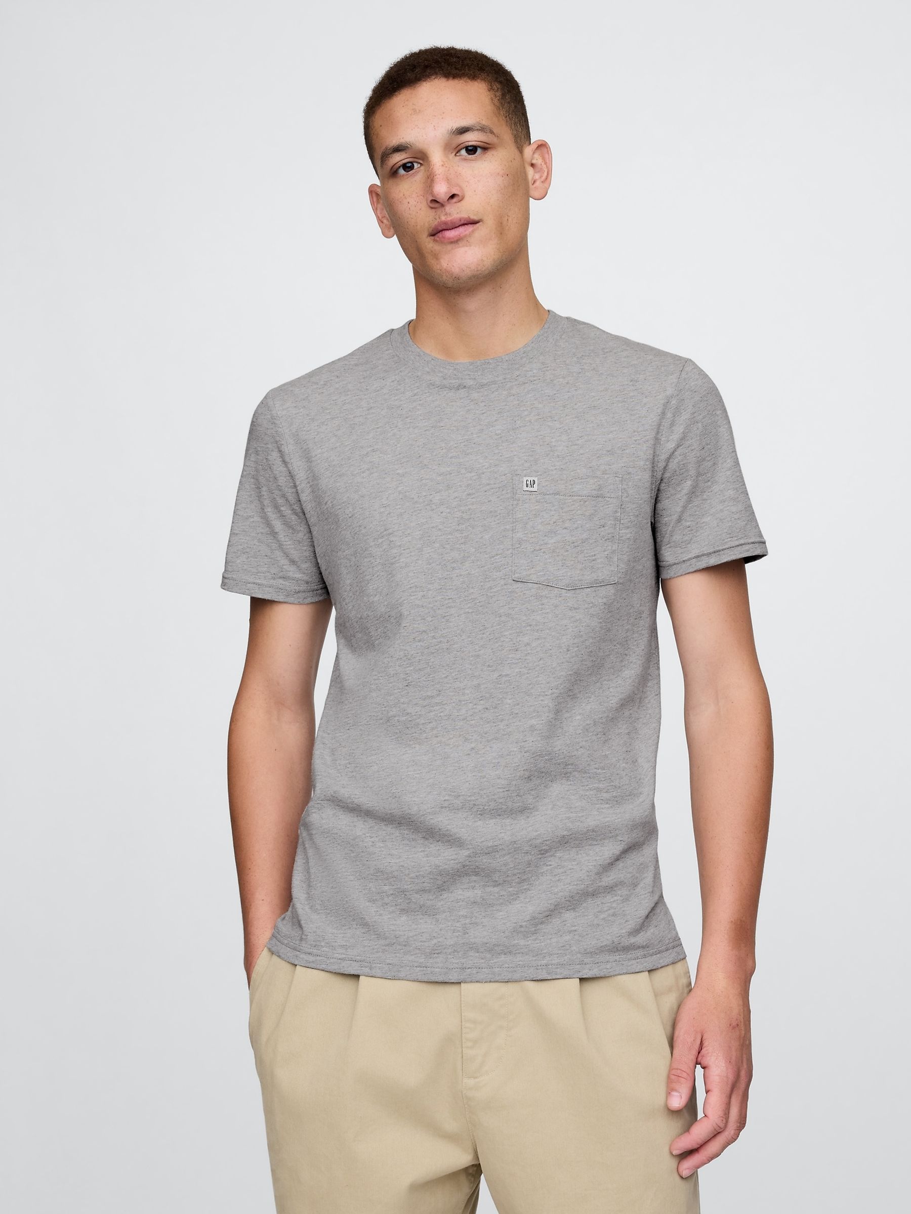 Grey Organic Cotton Pocket T-Shirt - Image 1 of 5