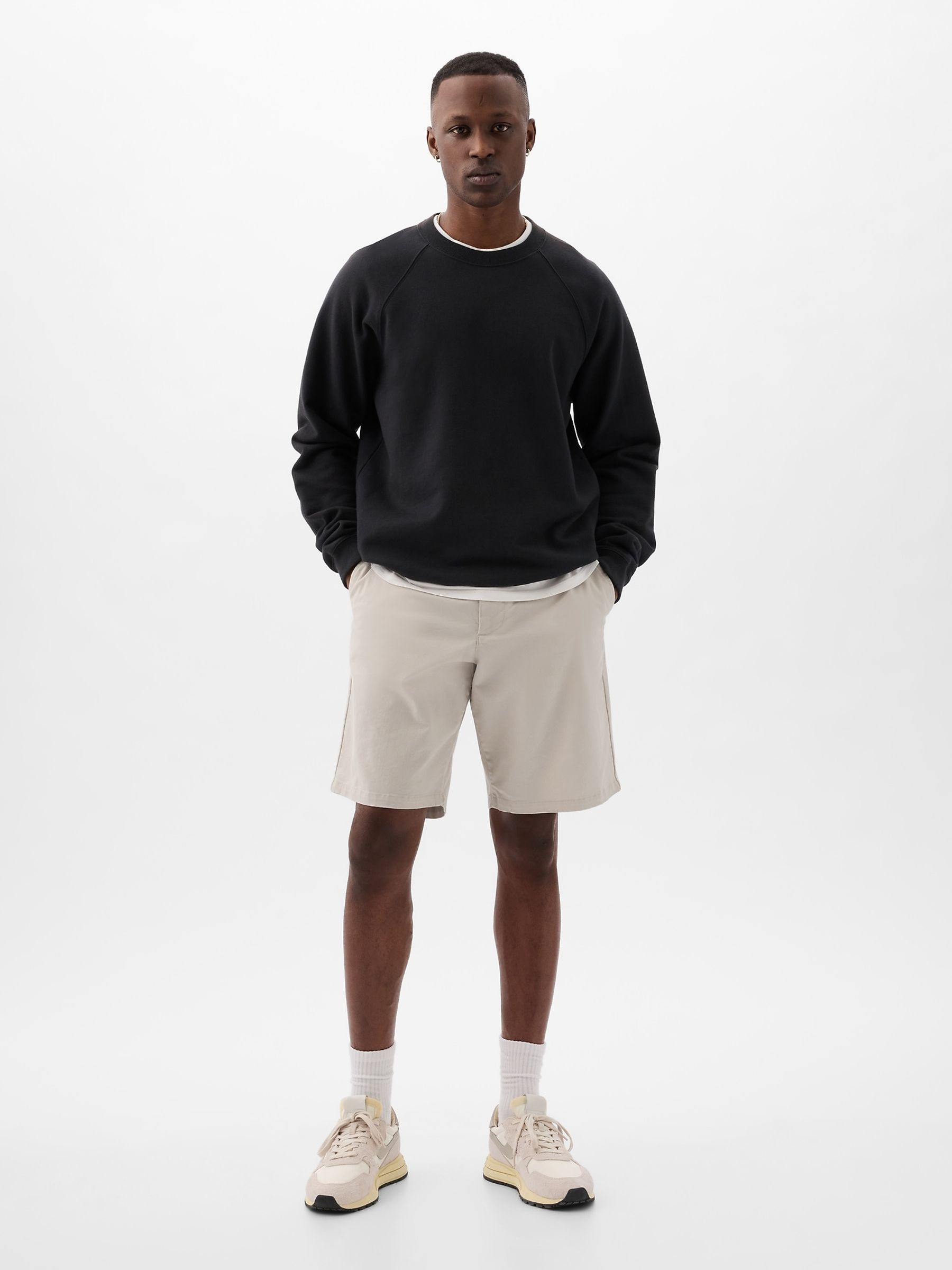 Grey 10"" Cotton Blend Vintage Chino Shorts - Image 4 of 5