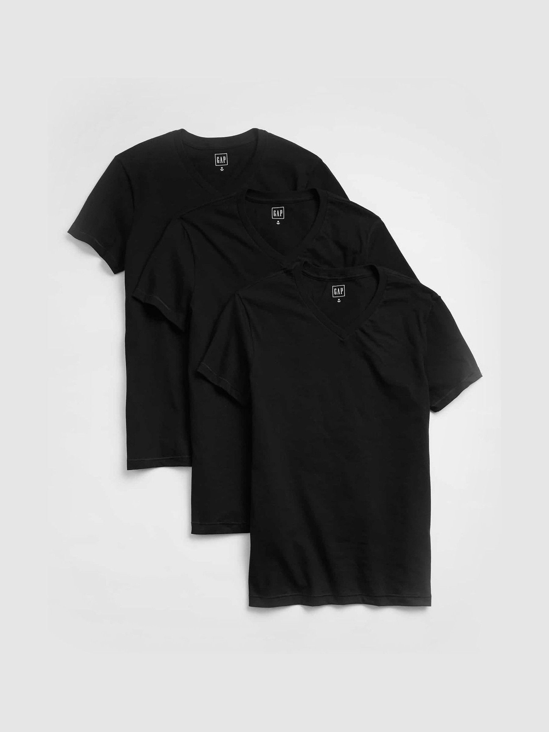 Black V-Neck Short Sleeve T-Shirts 3 Pack - Image 1 of 1