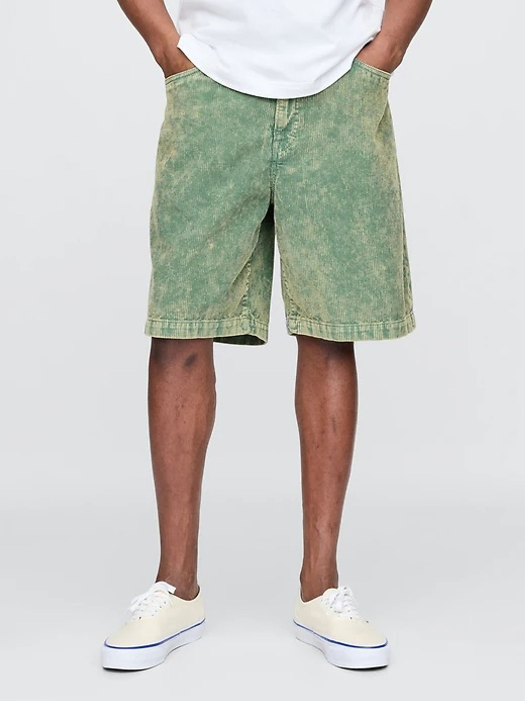 Green Washed Cotton Corduroy Carpenter Shorts - Image 2 of 11