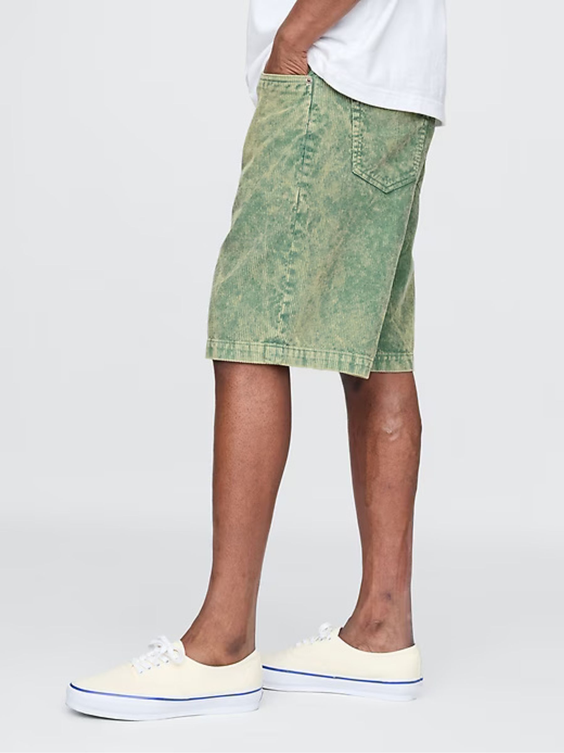 Green Washed Cotton Corduroy Carpenter Shorts - Image 4 of 11