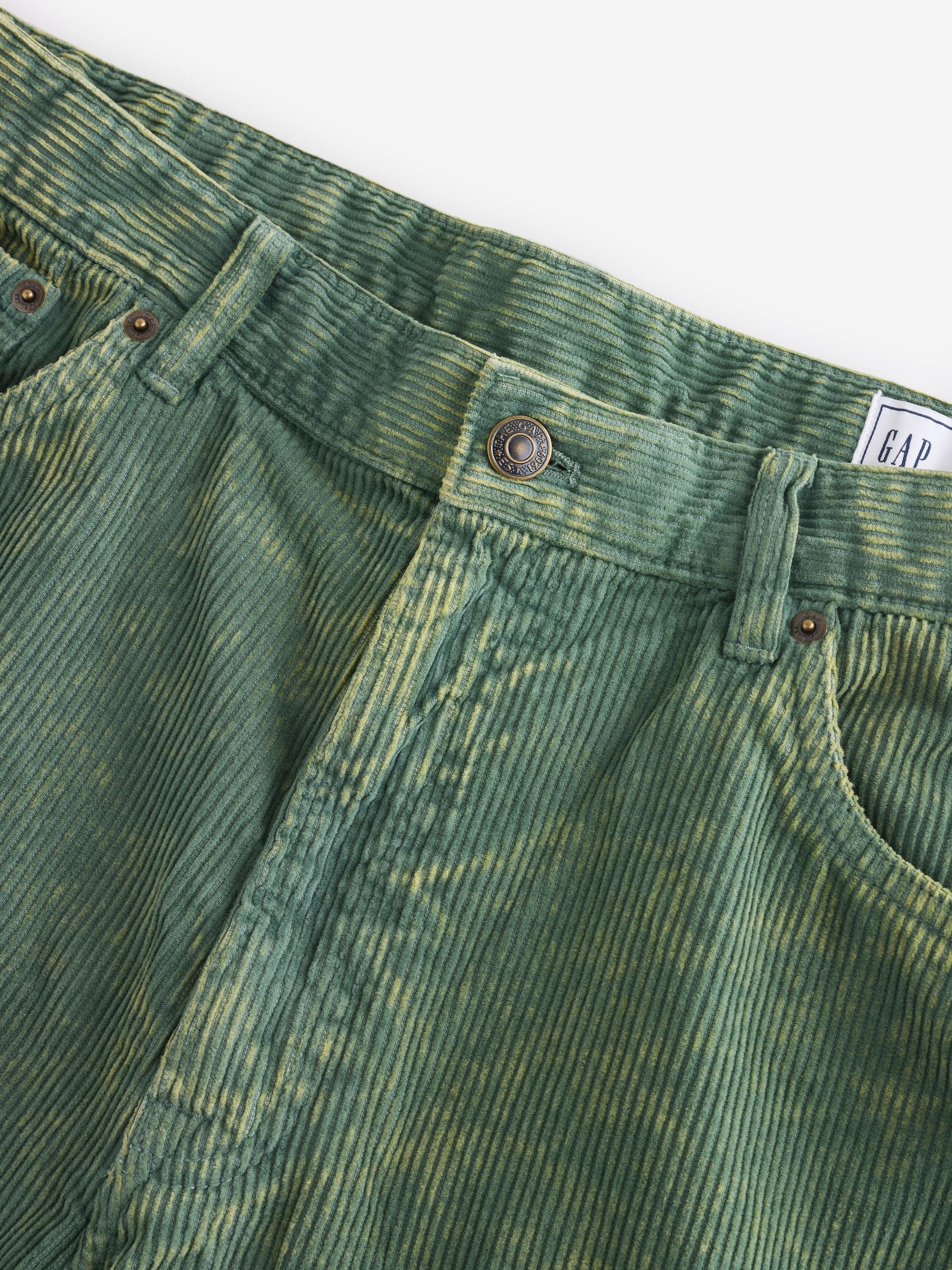 Green Washed Cotton Corduroy Carpenter Shorts - Image 9 of 11