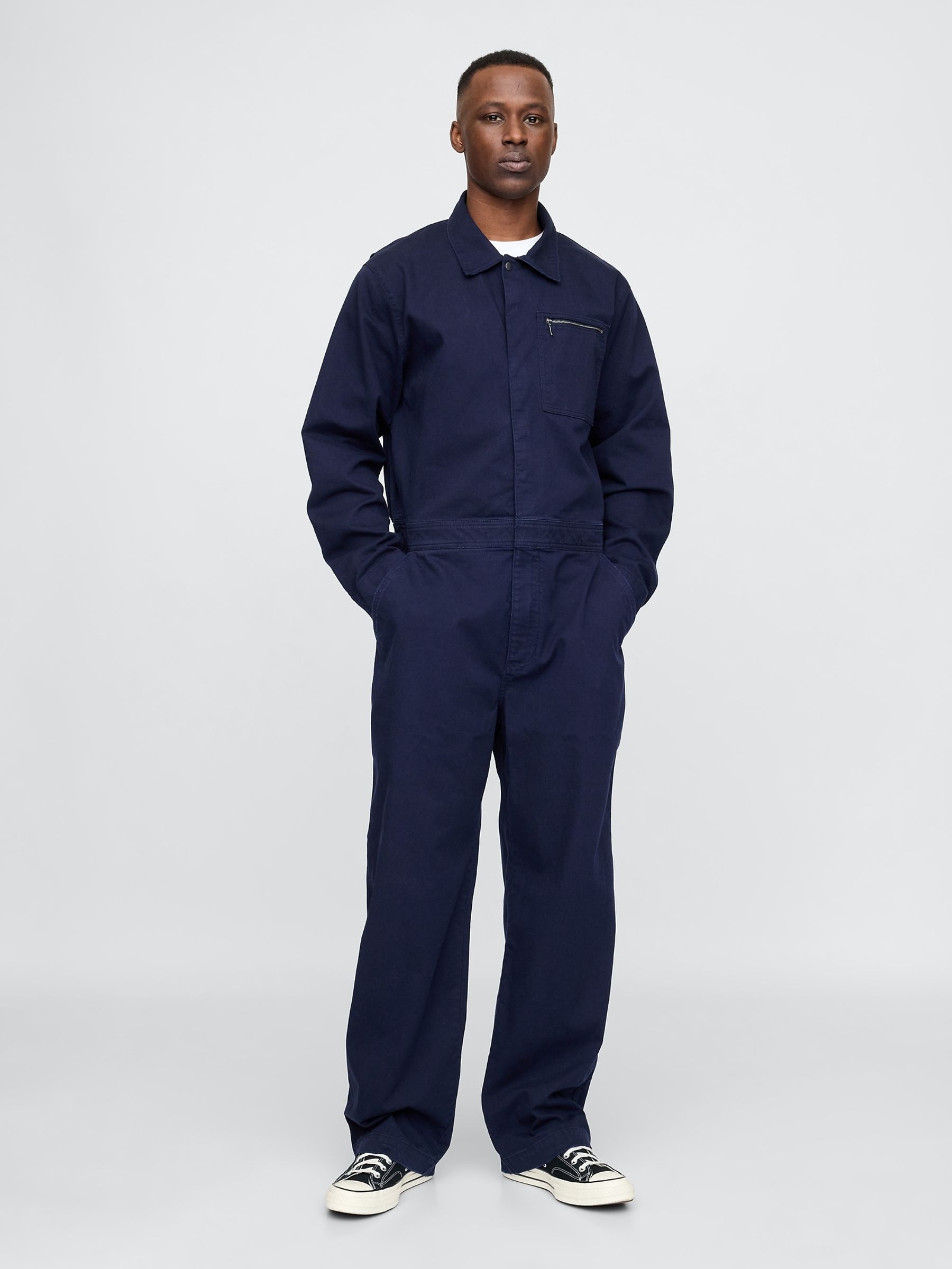Navy Blue Twill Coveralls - Image 1 of 11