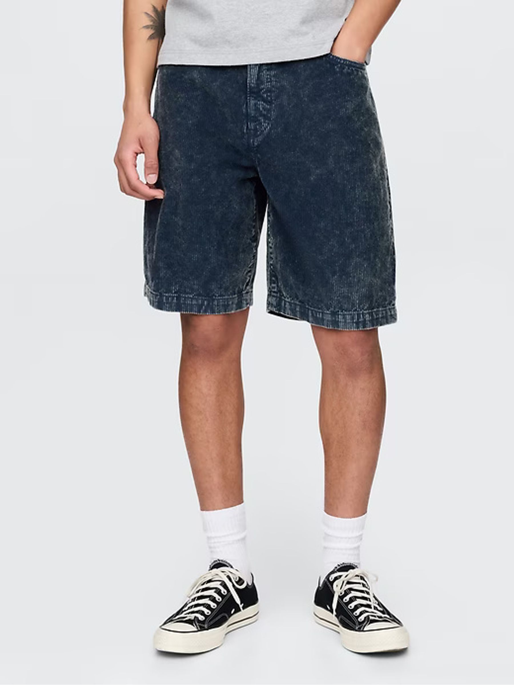 Blue Washed Cotton Corduroy Carpenter Shorts - Image 2 of 10