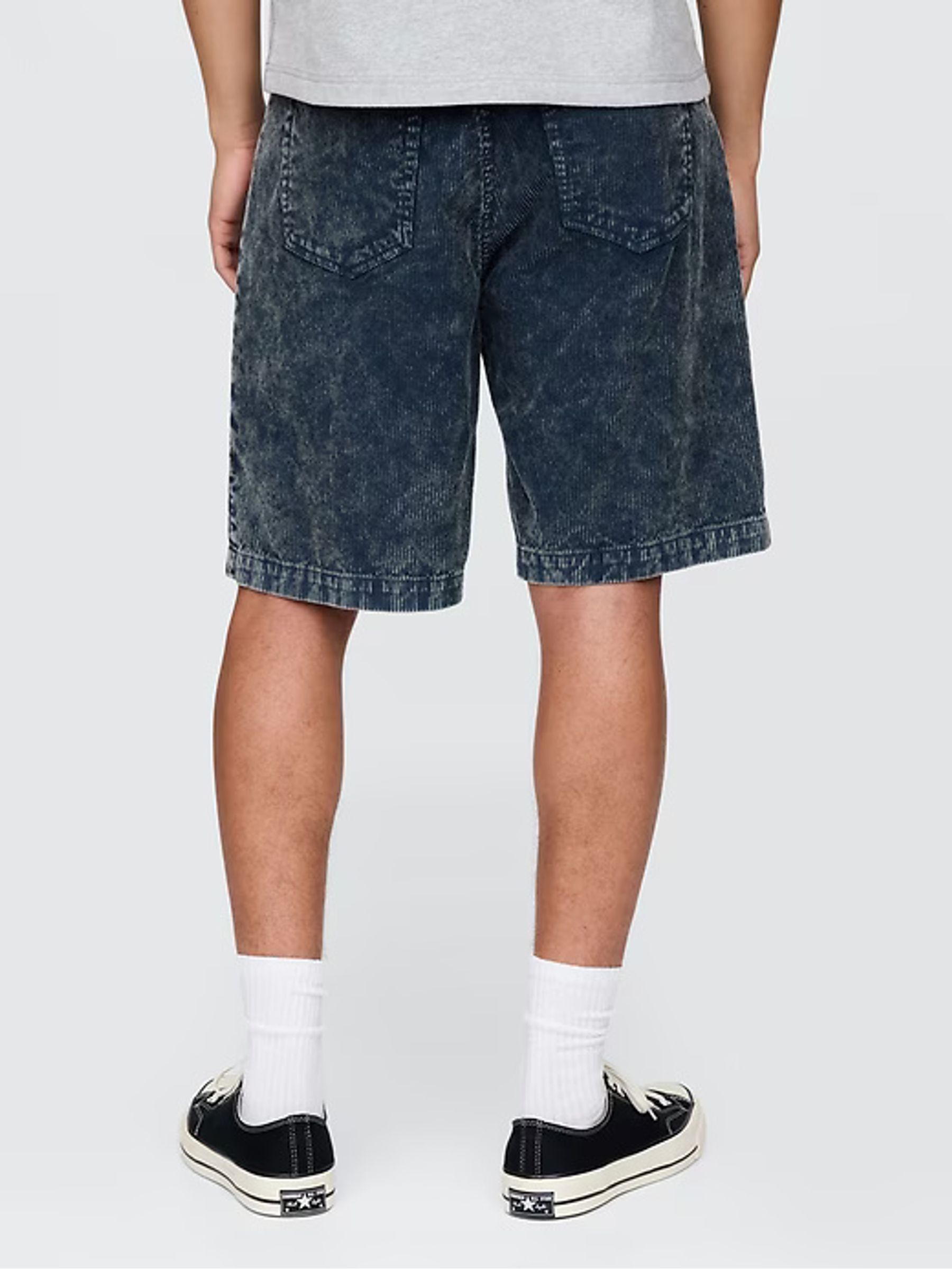 Blue Washed Cotton Corduroy Carpenter Shorts - Image 3 of 10