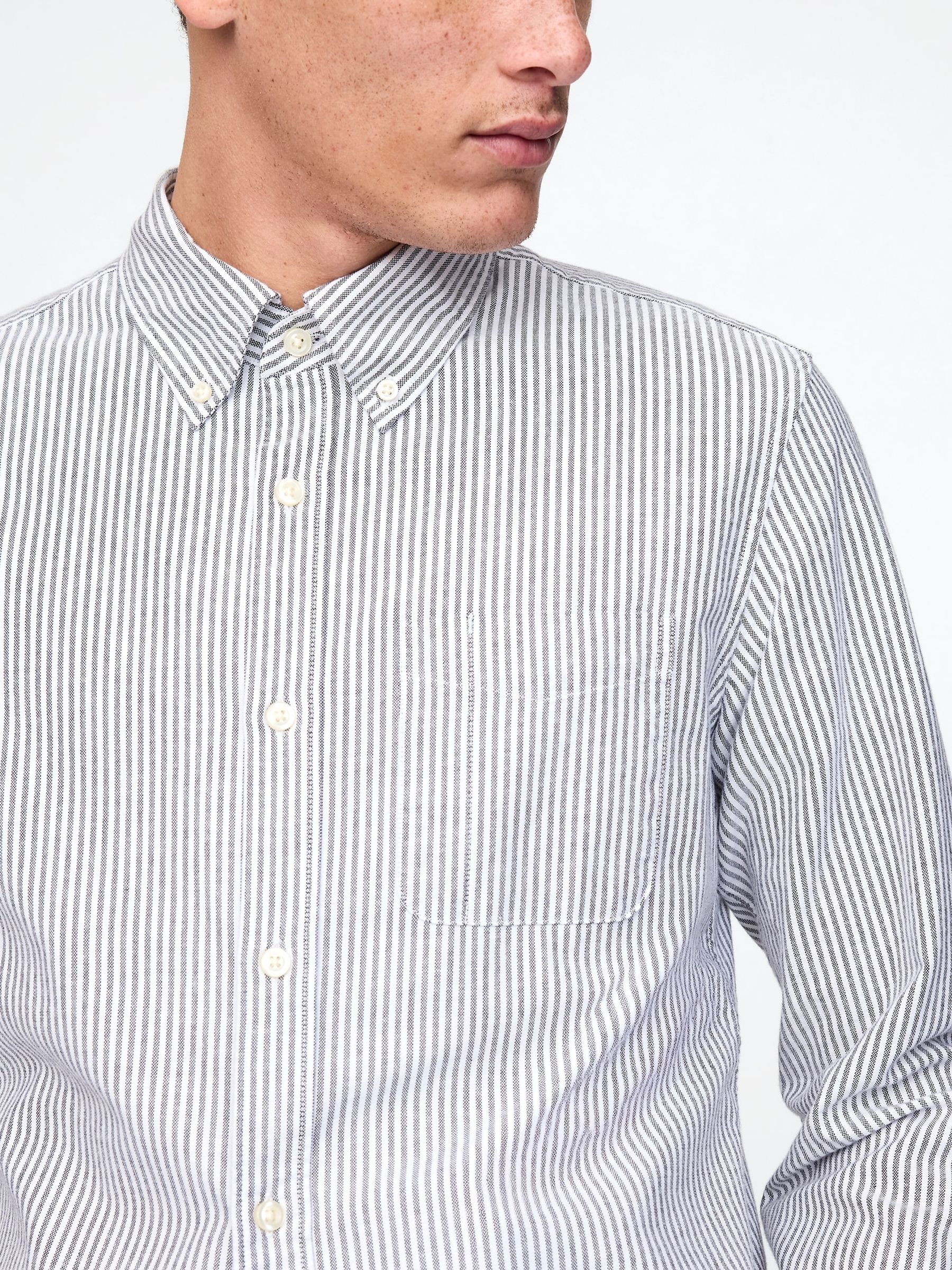 Blue Stripe Regular Fit Long Sleeve Oxford Shirt - Image 4 of 5