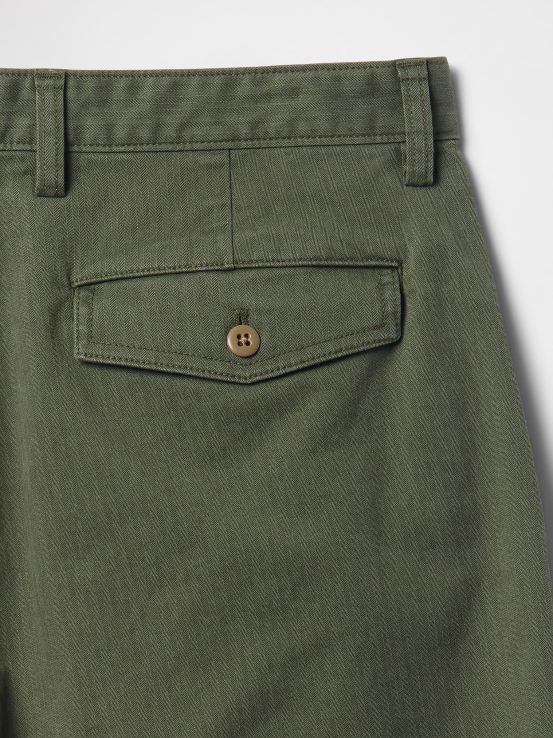 Khaki Green 90s Loose Herringbone Chino Trousers - Image 5 of 5