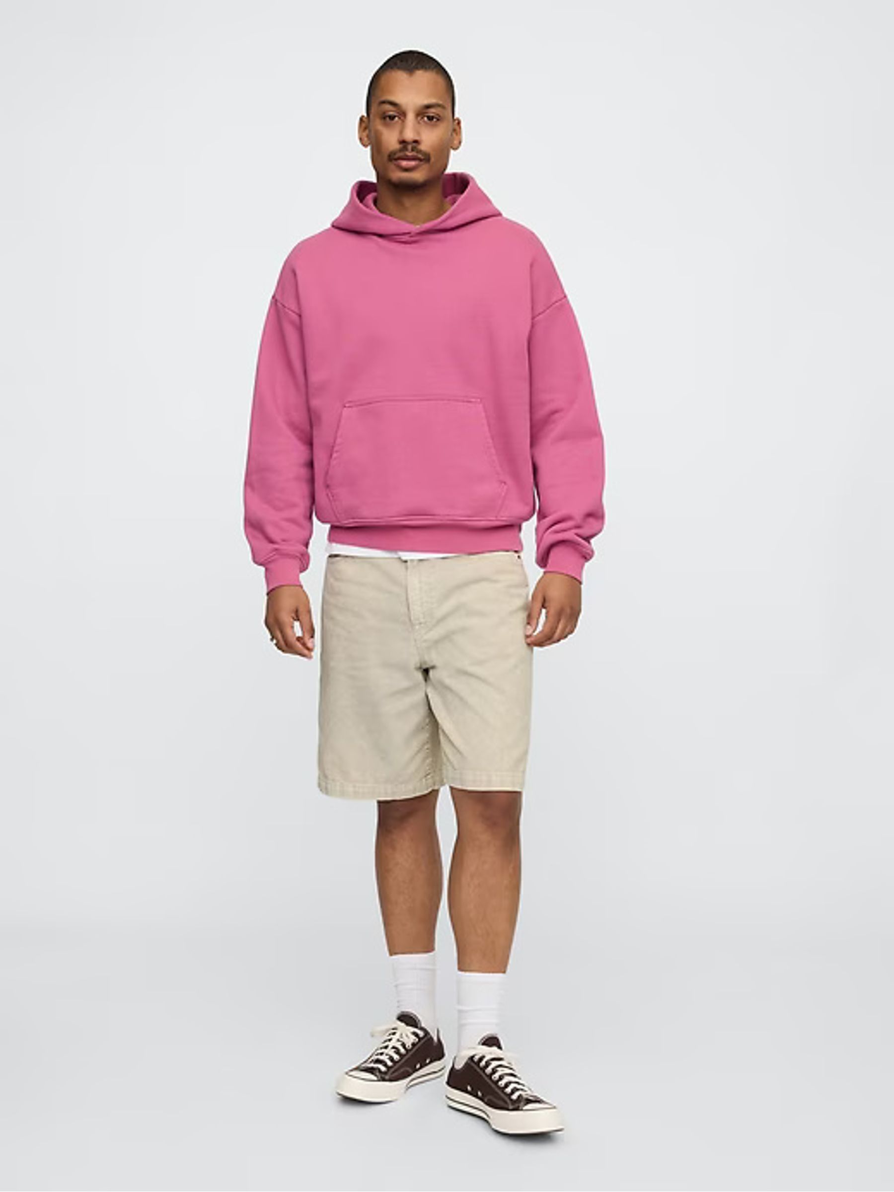 Cream Washed Cotton Corduroy Carpenter Shorts - Image 1 of 11