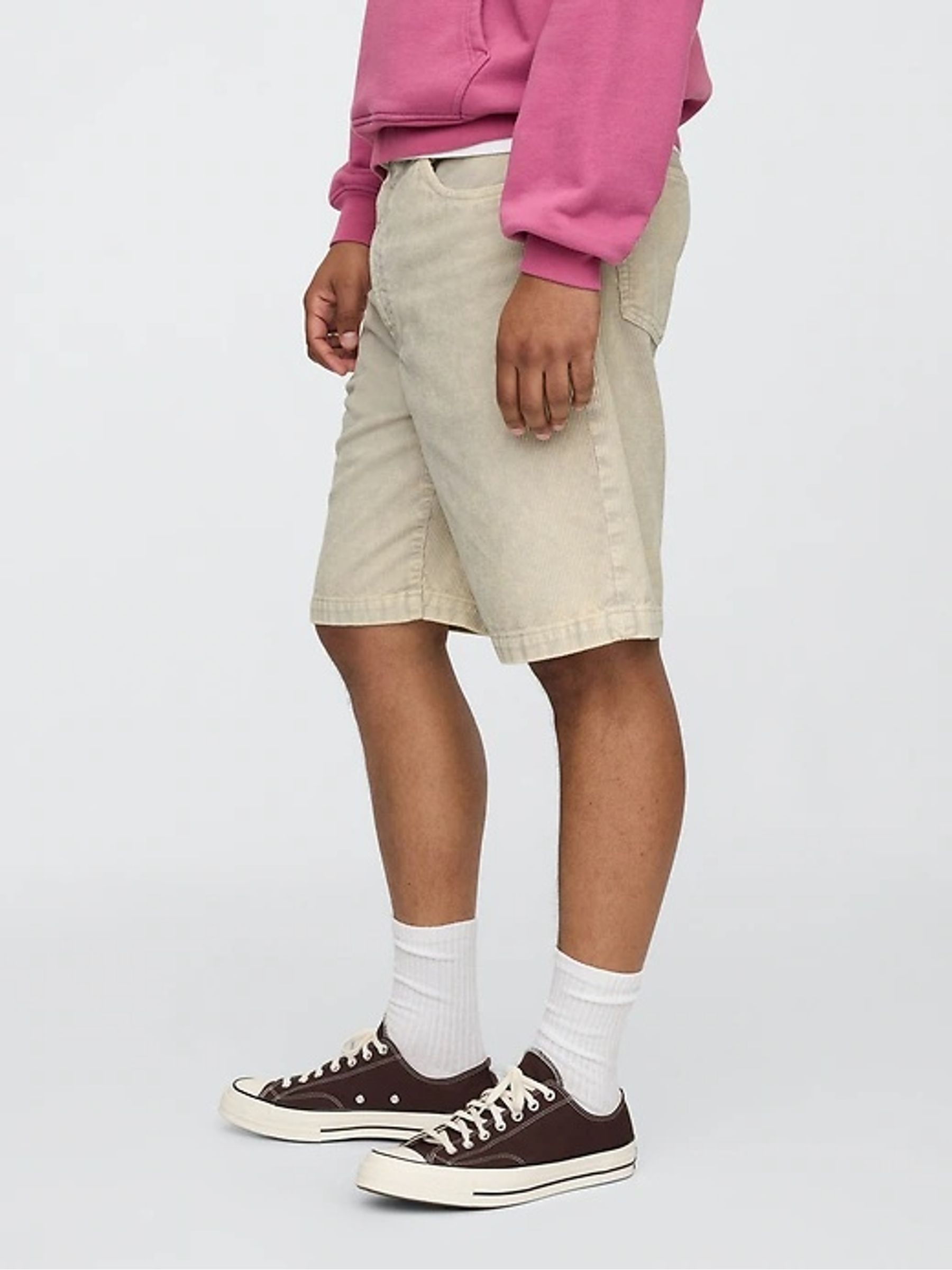Cream Washed Cotton Corduroy Carpenter Shorts - Image 3 of 11