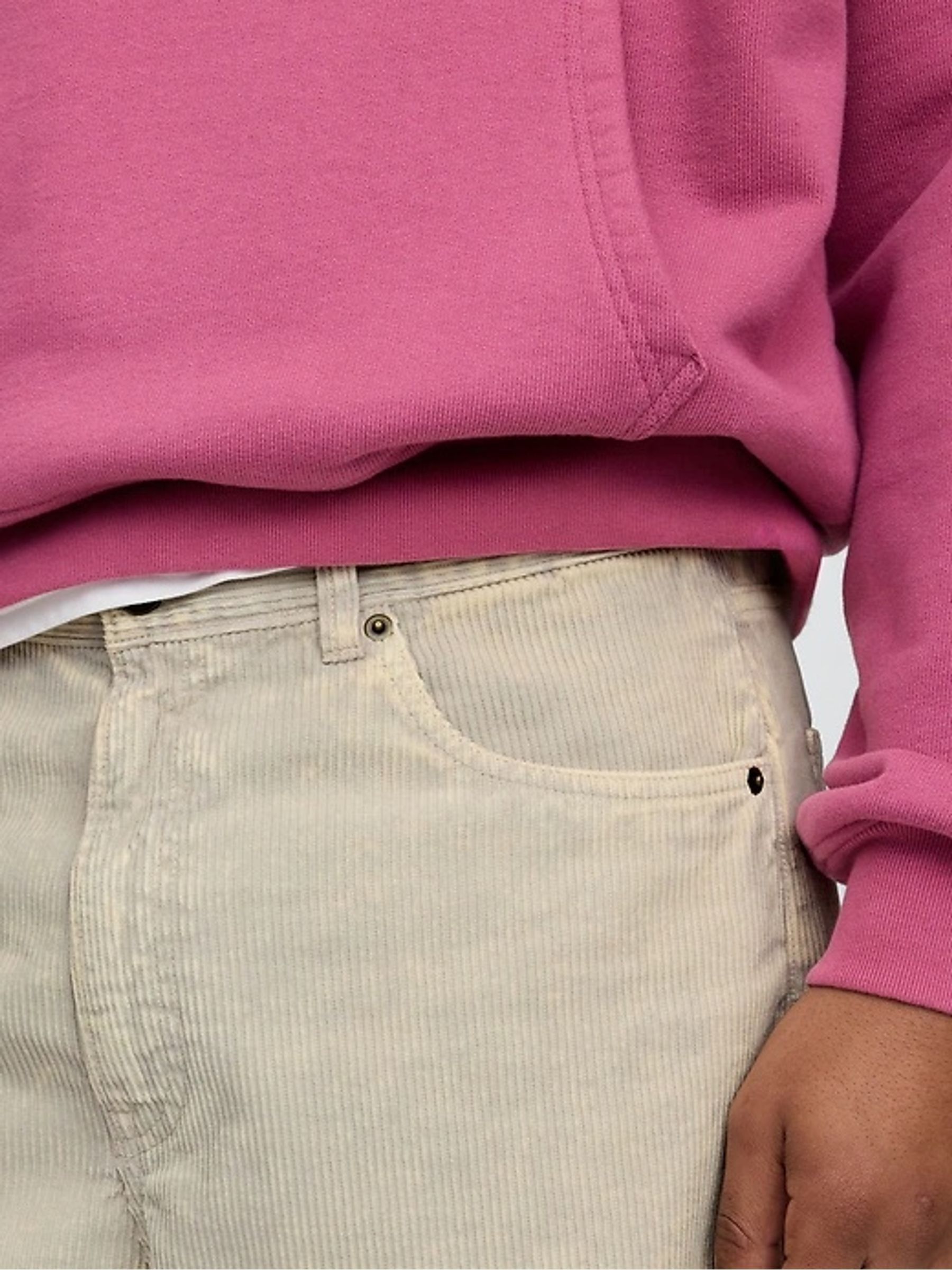 Cream Washed Cotton Corduroy Carpenter Shorts - Image 4 of 11