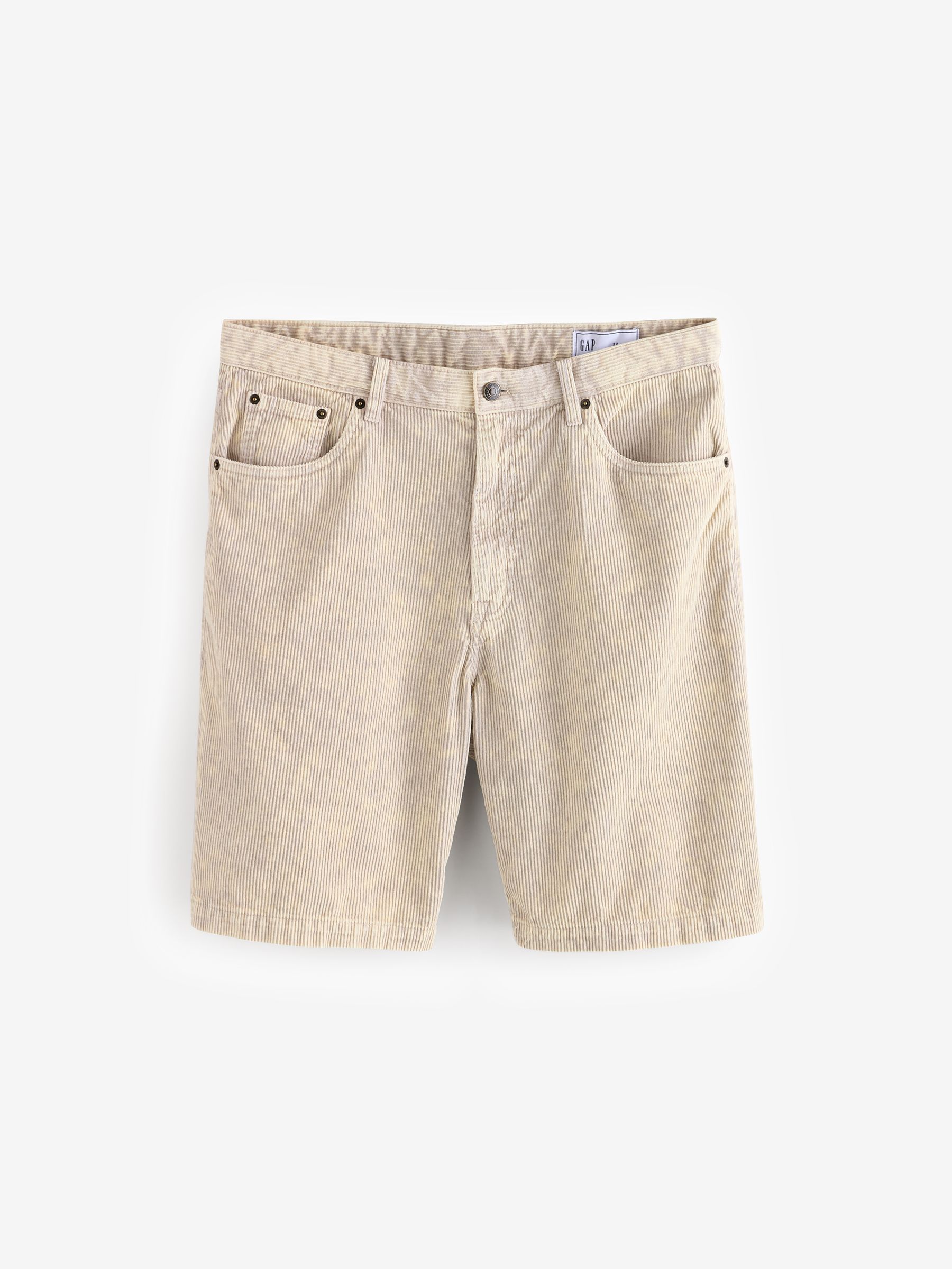 Cream Washed Cotton Corduroy Carpenter Shorts - Image 5 of 11