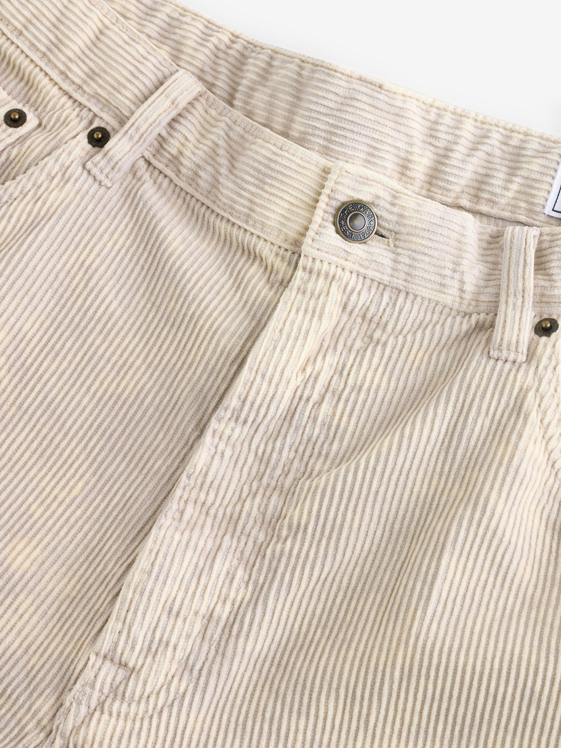 Cream Washed Cotton Corduroy Carpenter Shorts - Image 8 of 11