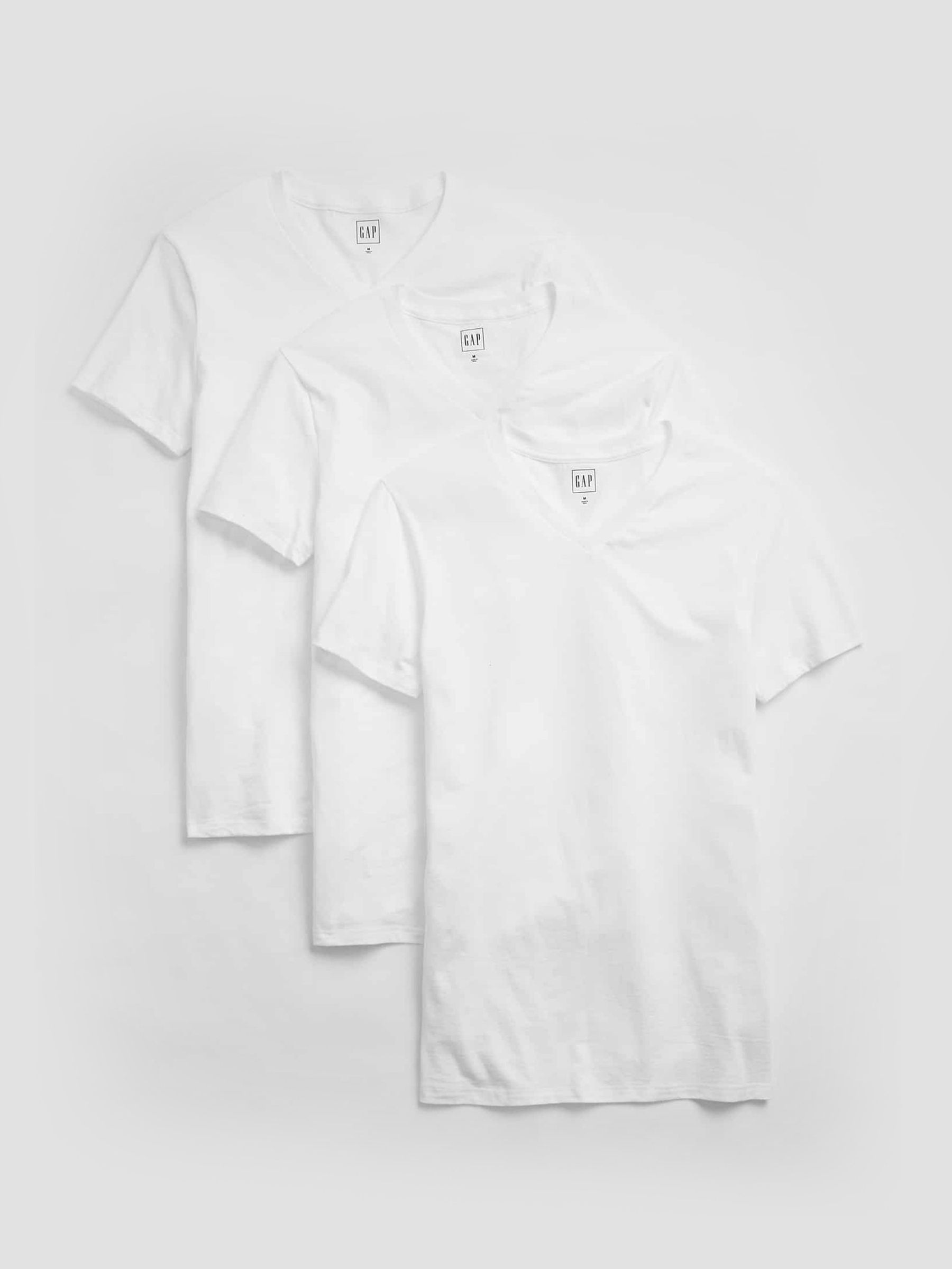 White V-Neck Short Sleeve T-Shirts 3 Pack - Image 1 of 1