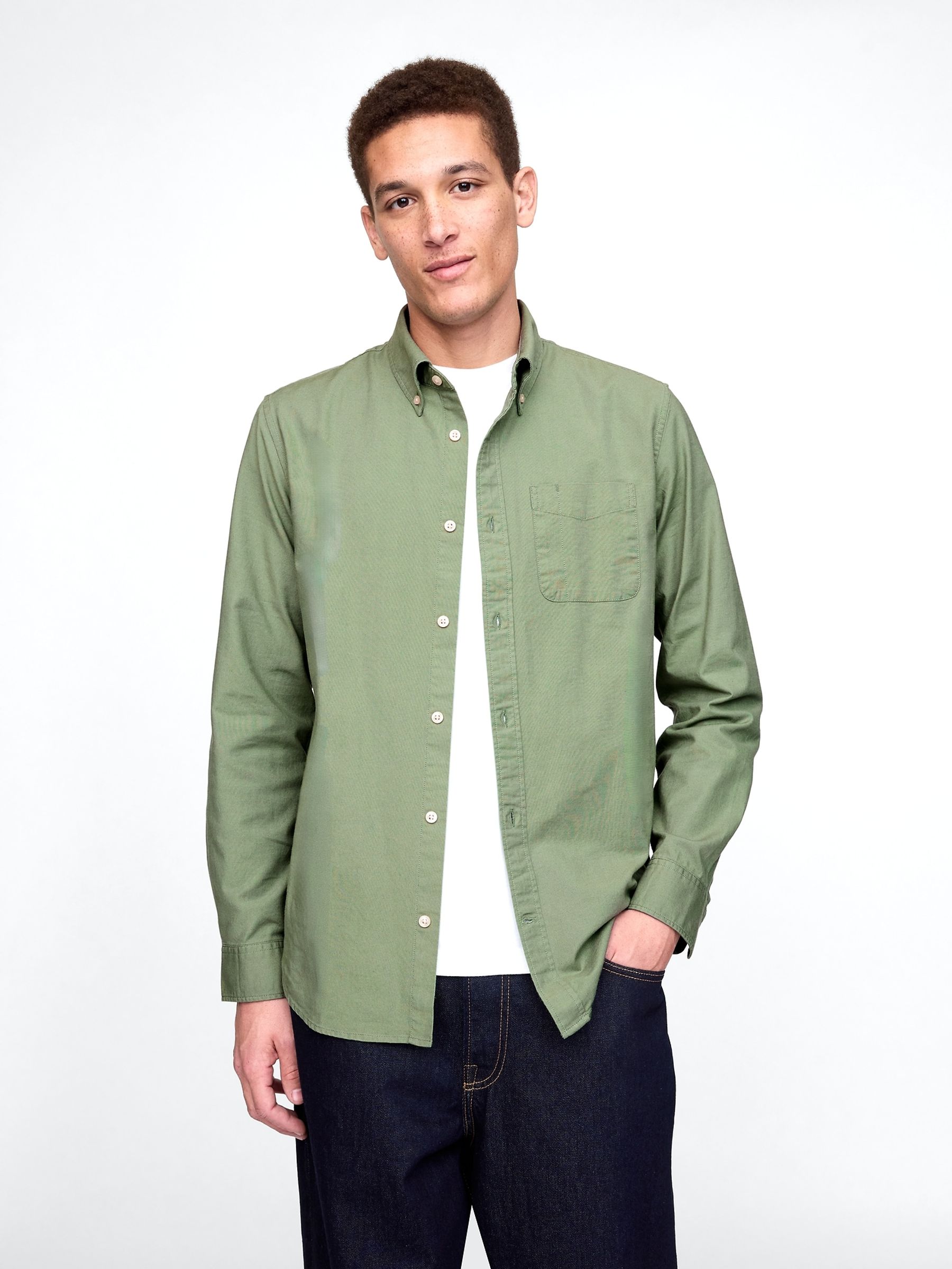Green Classic Oxford Shirt In Standard Fit - Image 1 of 5
