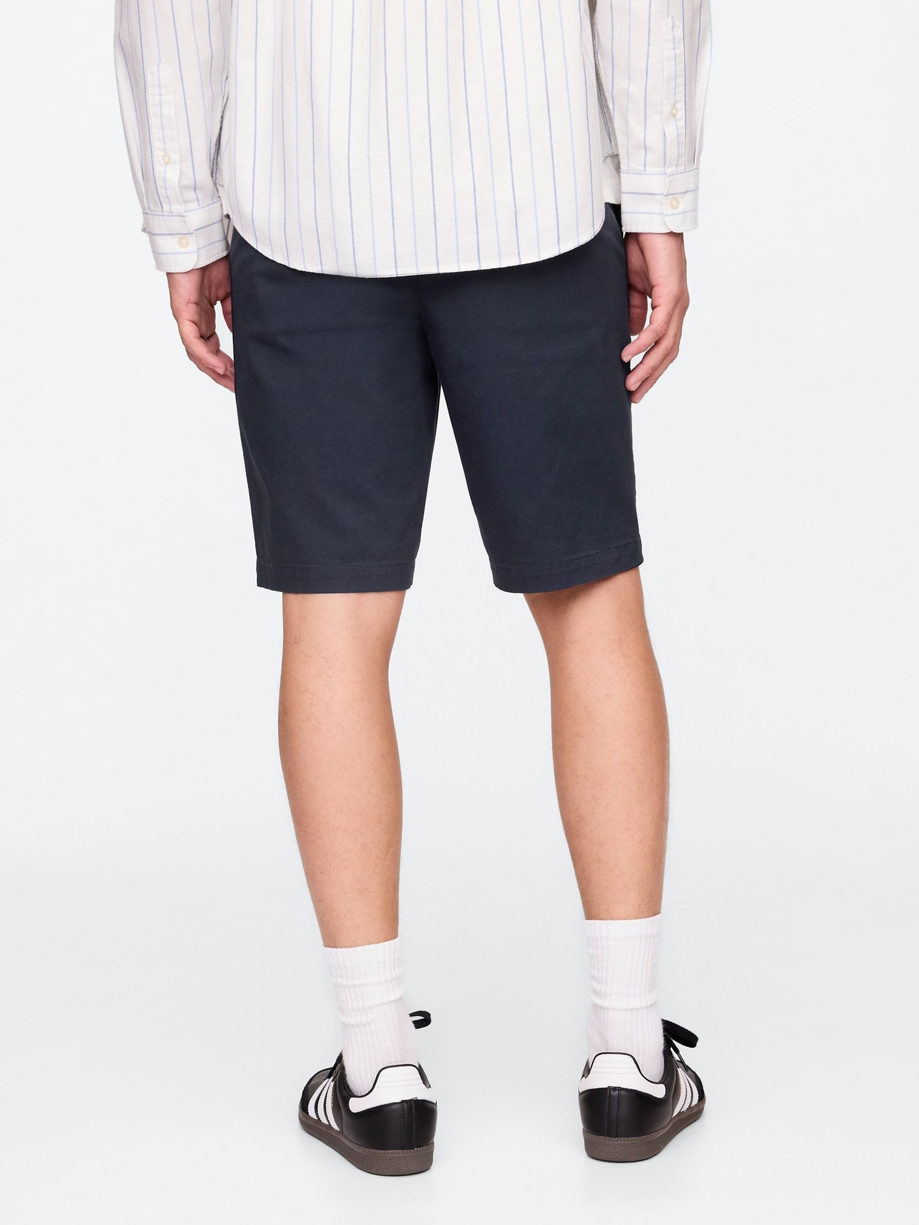 Navy/Blue Cotton Blend 10 Inch Skinny Fit Modern Chino Shorts - Image 2 of 5