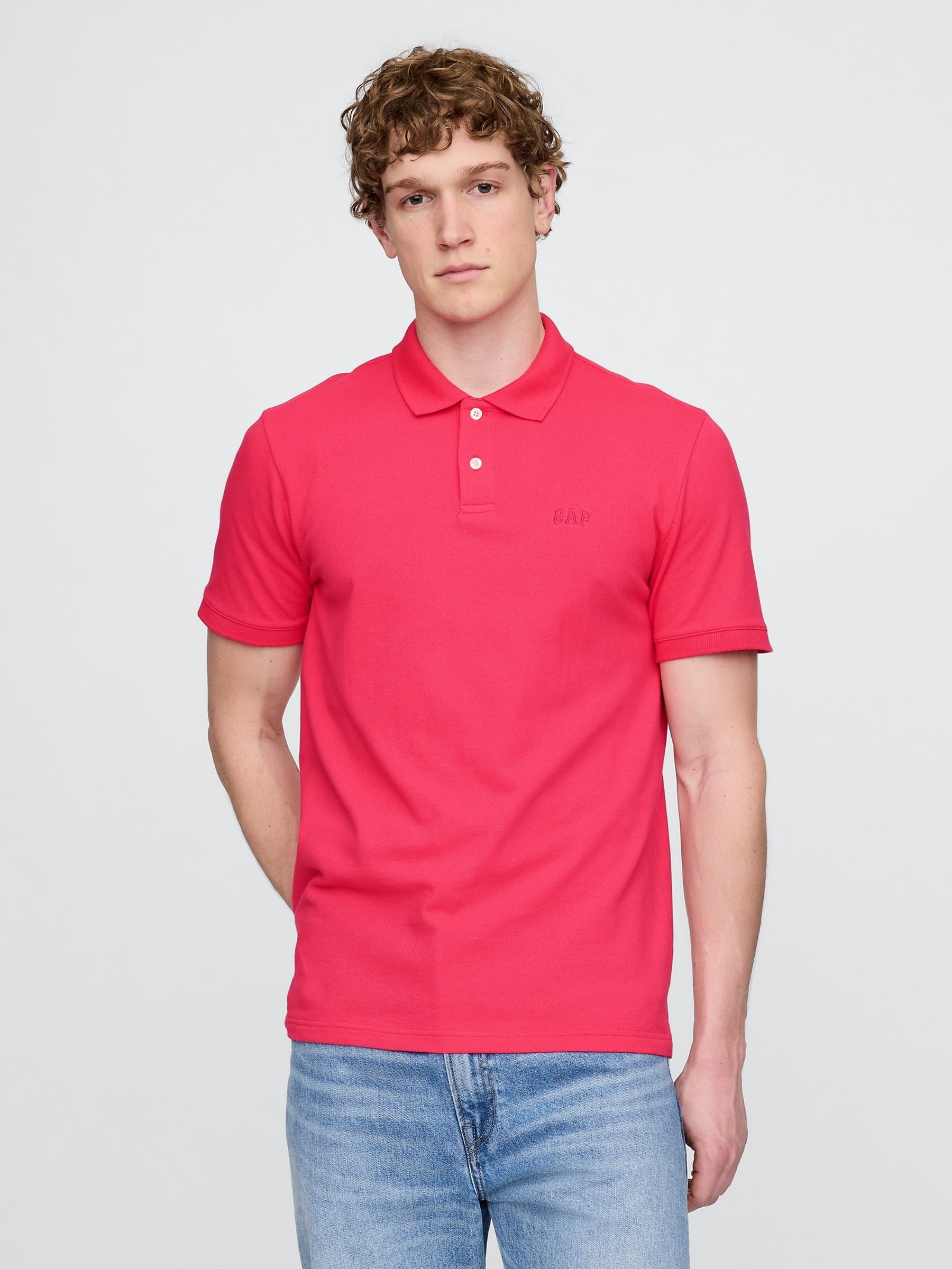 Pink Logo Pique Polo Shirt - Image 1 of 5