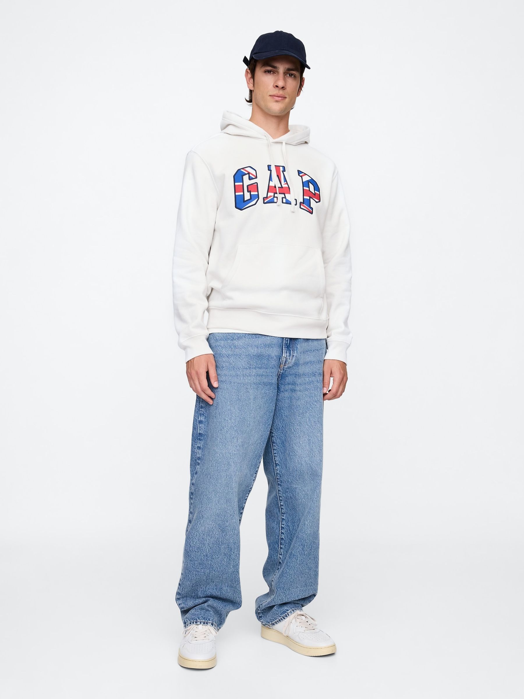 White Union Jack Logo Fleece-Lined Hoodie - Image 3 of 5