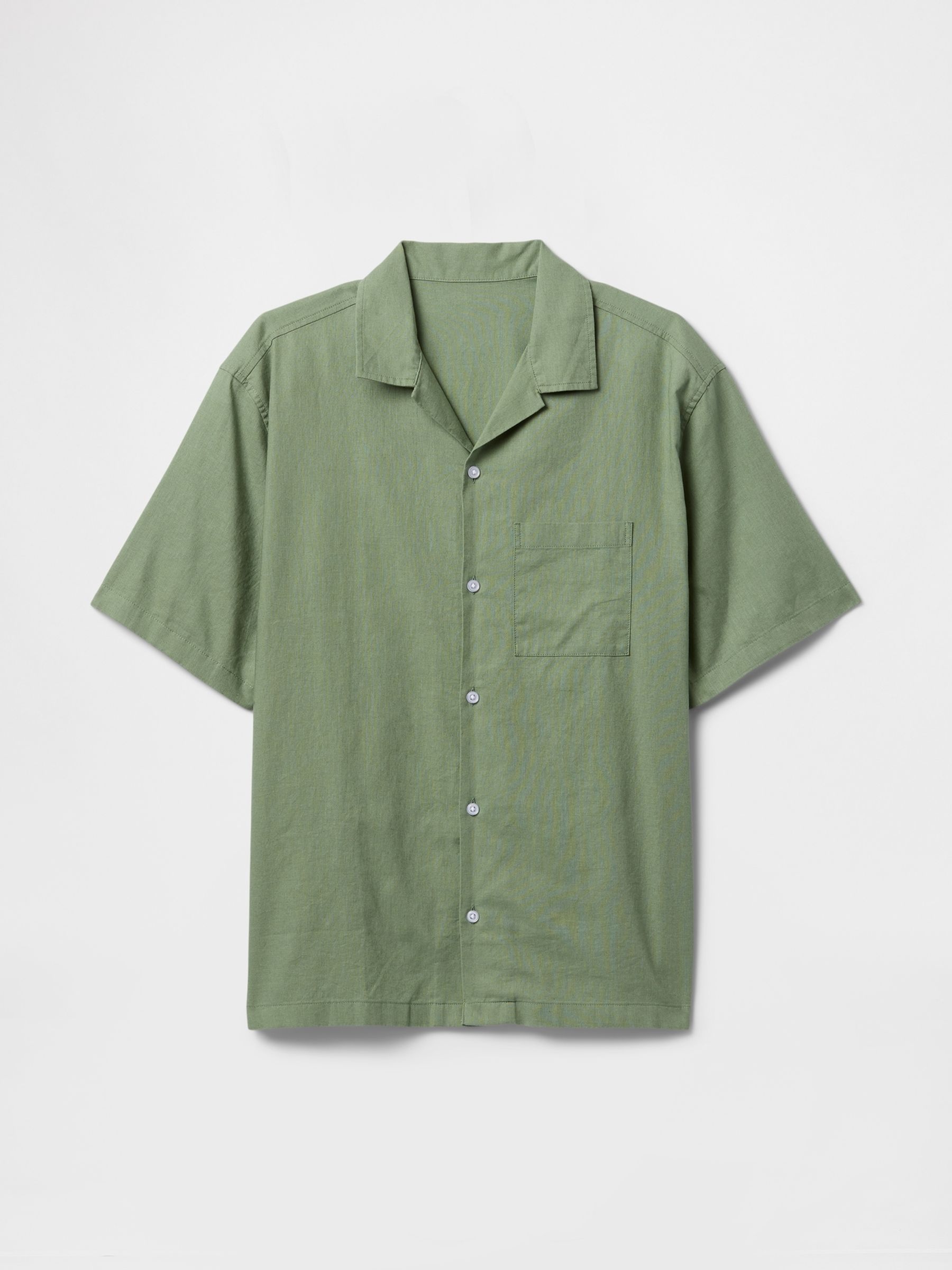 Green Linen-Cotton Short Sleeve Shirt - Image 5 of 5