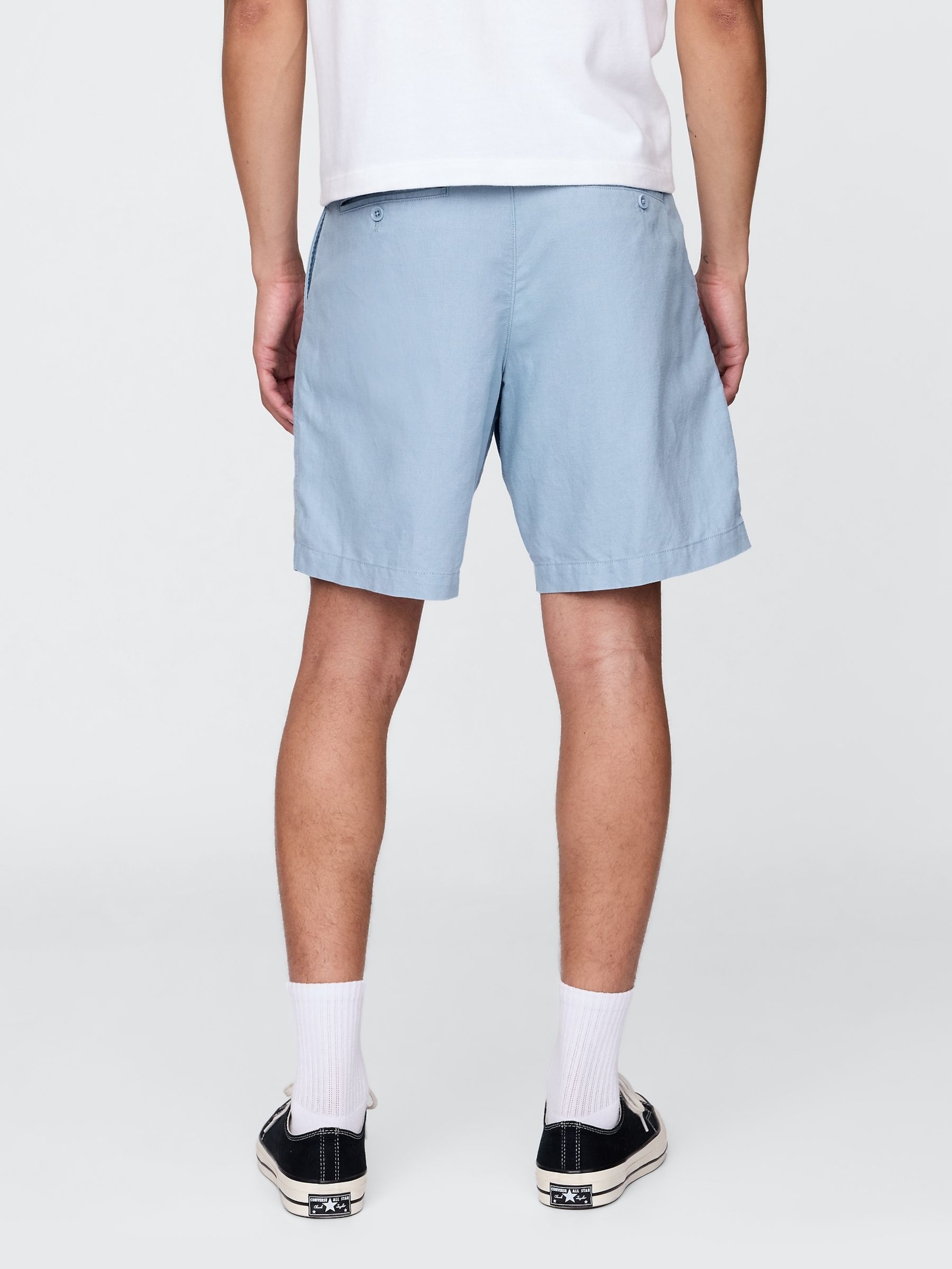 Blue Linen-Cotton 8 Inch Chino Shorts - Image 2 of 8