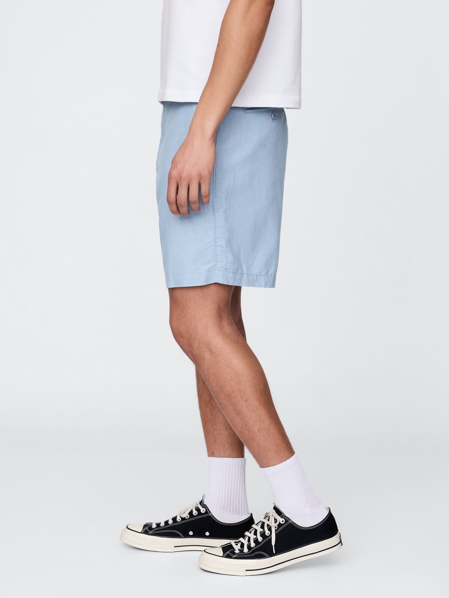 Blue Linen-Cotton 8 Inch Chino Shorts - Image 4 of 8