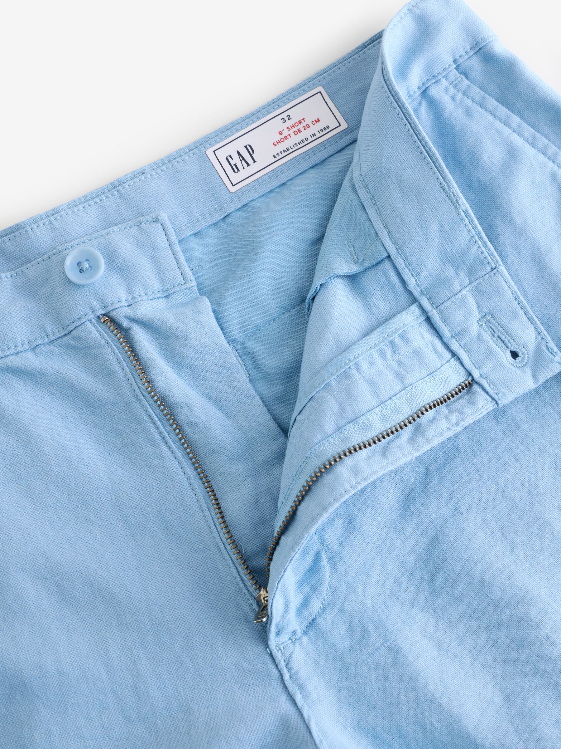 Blue Linen-Cotton 8 Inch Chino Shorts - Image 7 of 8
