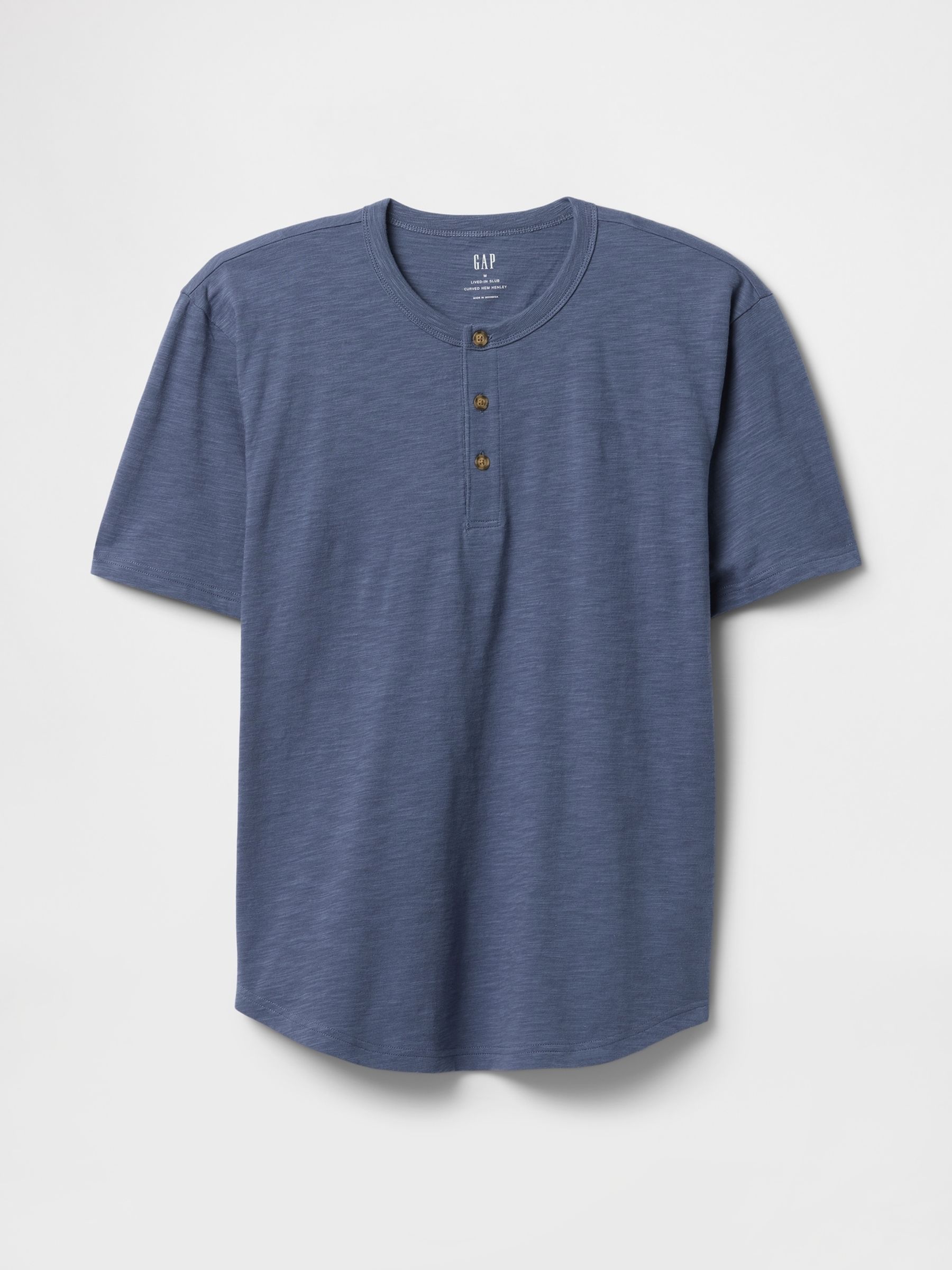 Blue Short Sleeve Henley T-Shirt - Image 4 of 5