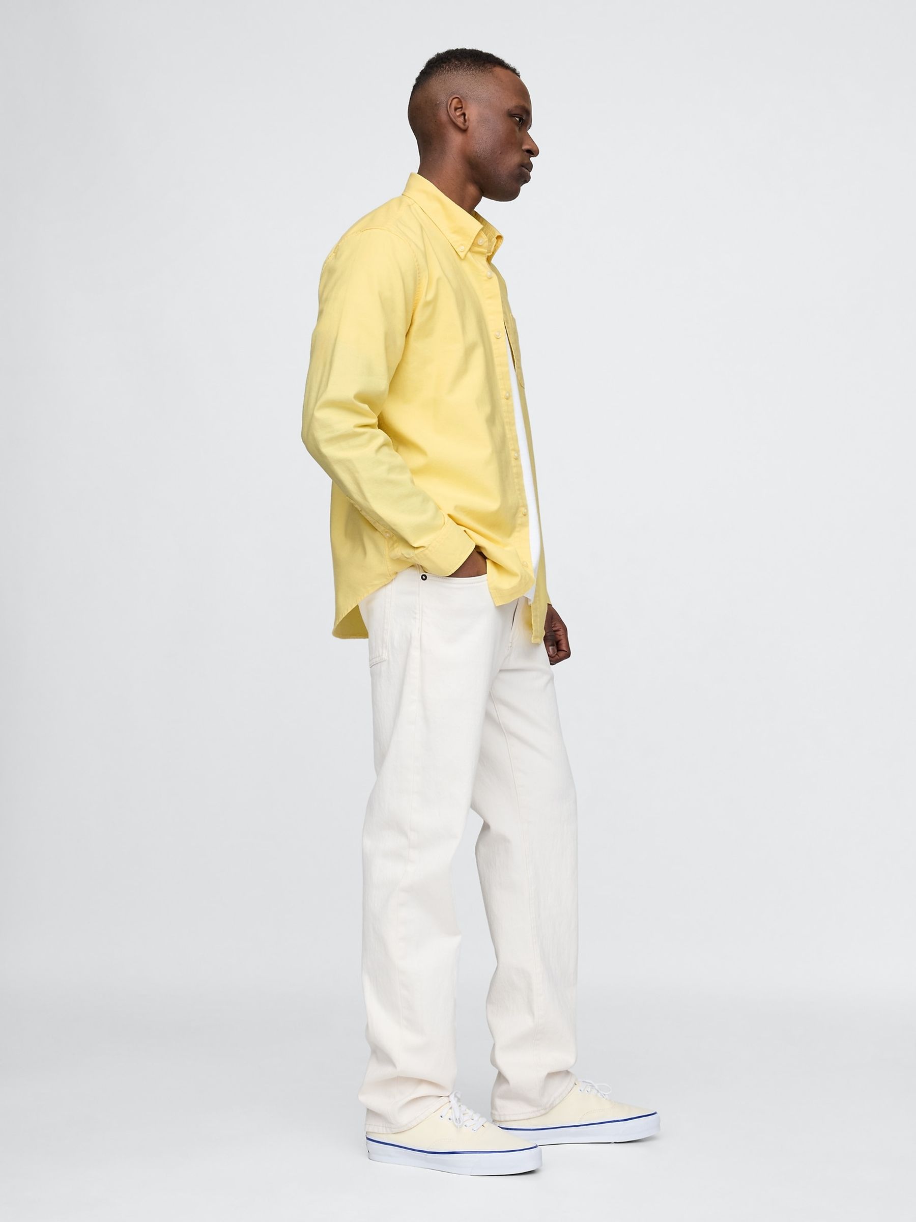Yellow Classic Oxford Shirt In Standard Fit - Image 3 of 5
