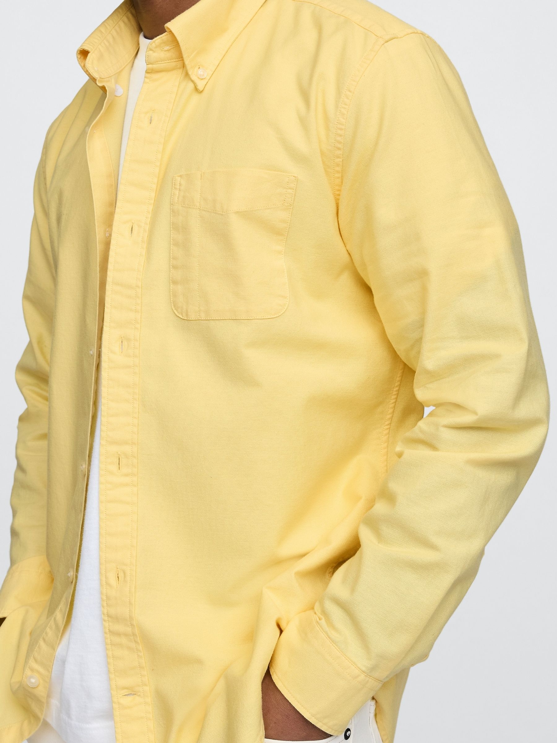 Yellow Classic Oxford Shirt In Standard Fit - Image 4 of 5