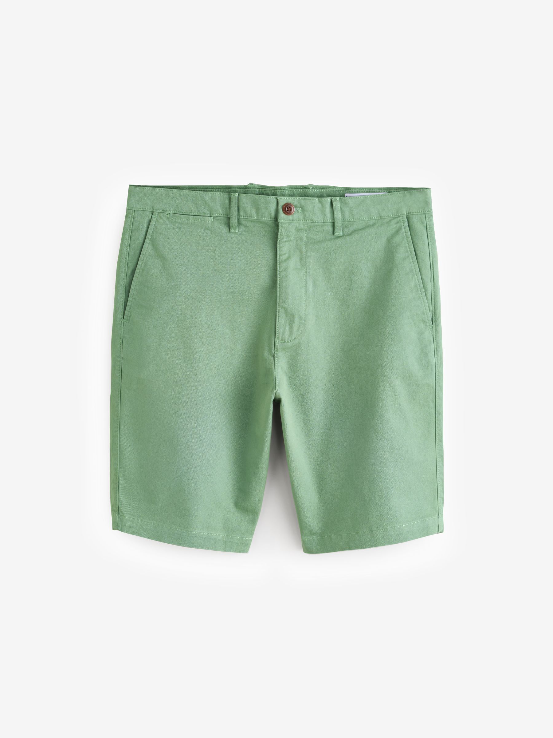 Green Cotton Blend 10 Inch Skinny Fit Modern Chino Shorts - Image 1 of 5