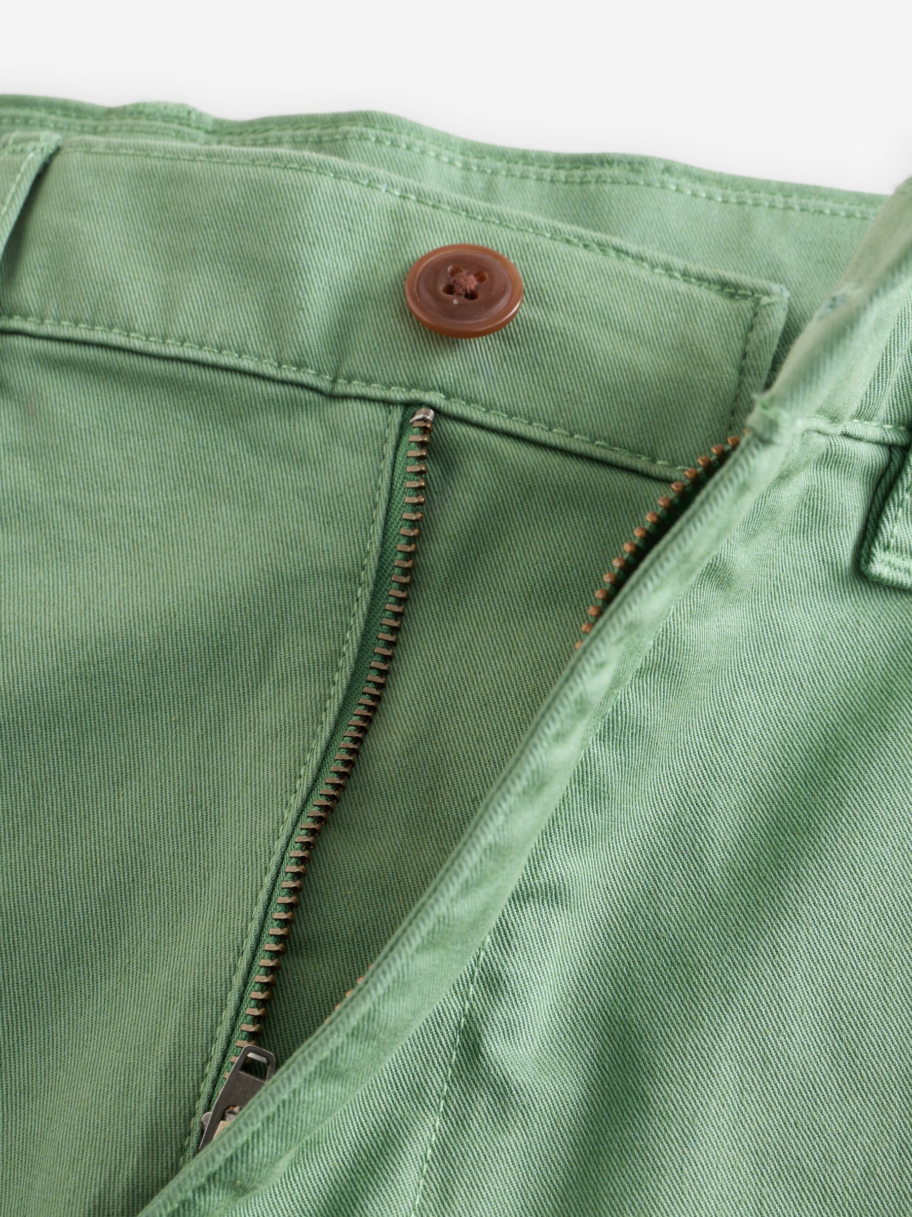 Green Cotton Blend 10 Inch Skinny Fit Modern Chino Shorts - Image 4 of 5