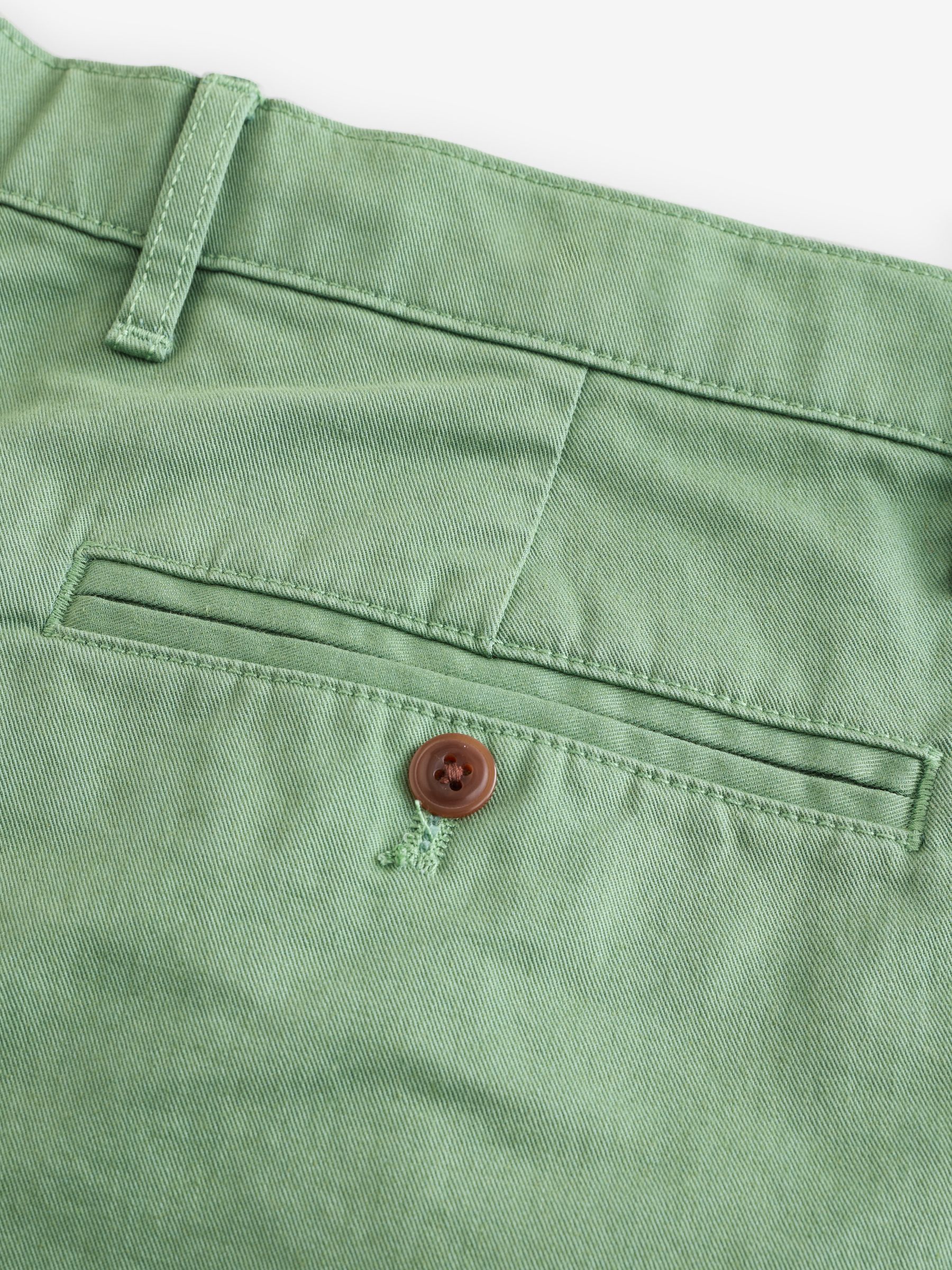 Green Cotton Blend 10 Inch Skinny Fit Modern Chino Shorts - Image 5 of 5