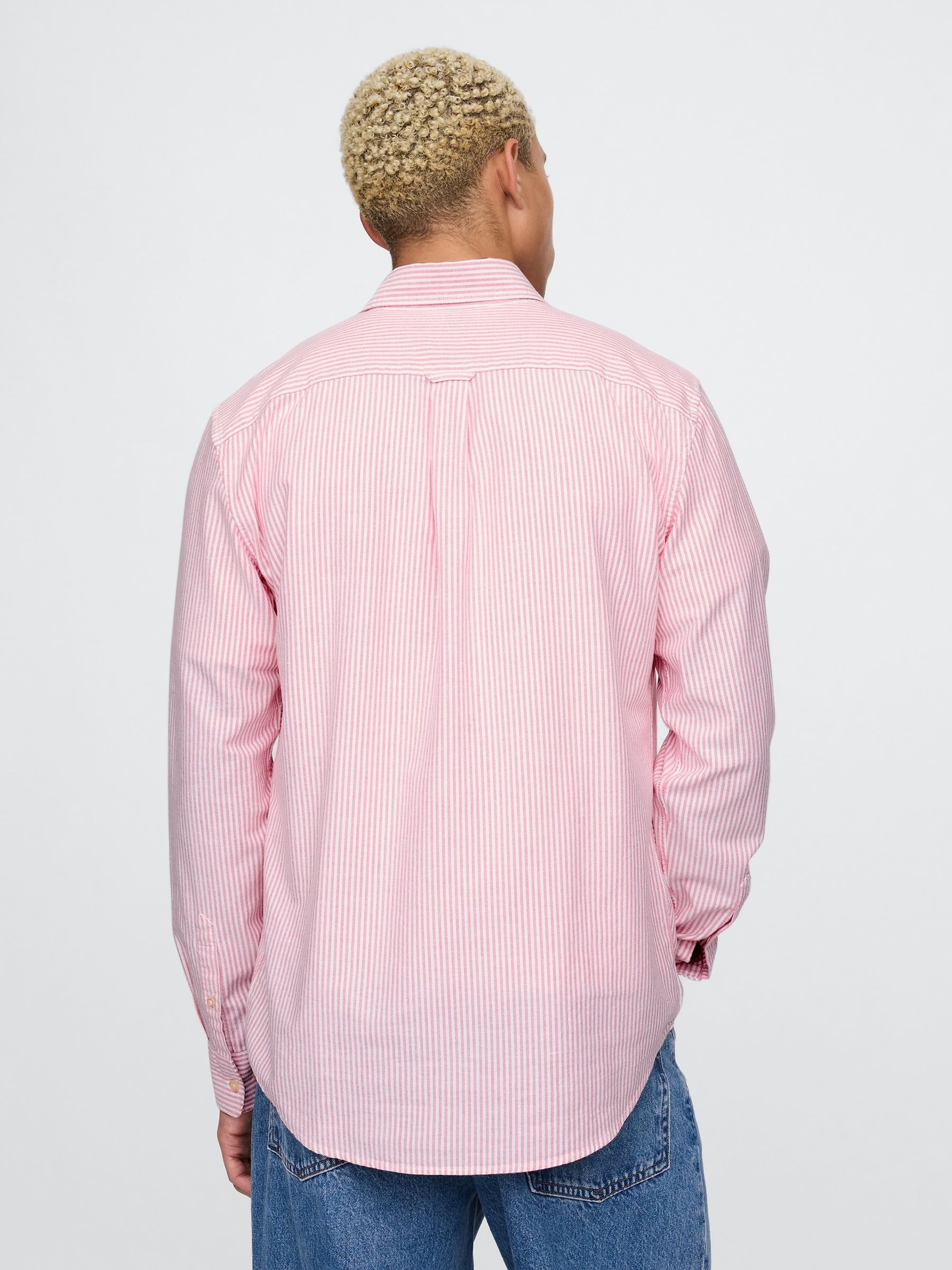 Red Stripe Regular Fit Long Sleeve Oxford Shirt - Image 2 of 5