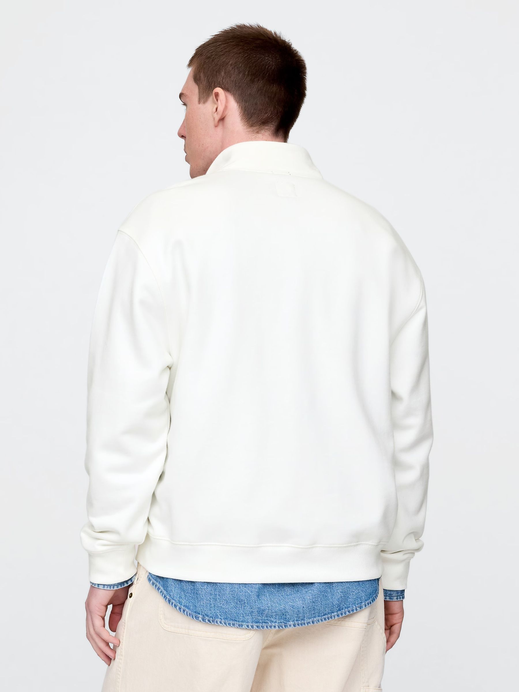 White Logo Heavyweight Quarter-Zip Sweatshirt | Gap