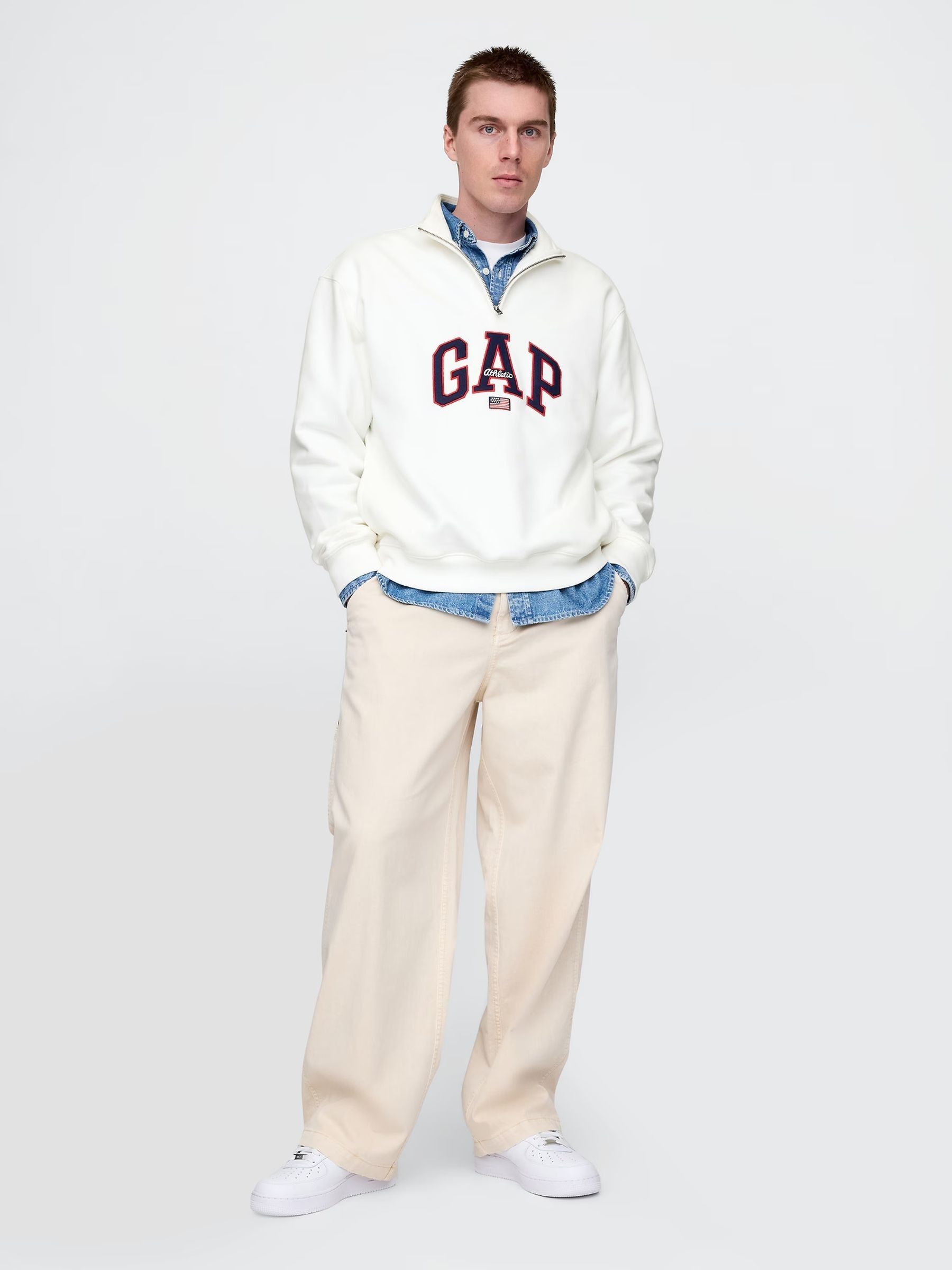 White Logo Heavyweight Quarter-Zip Sweatshirt - Image 3 of 5