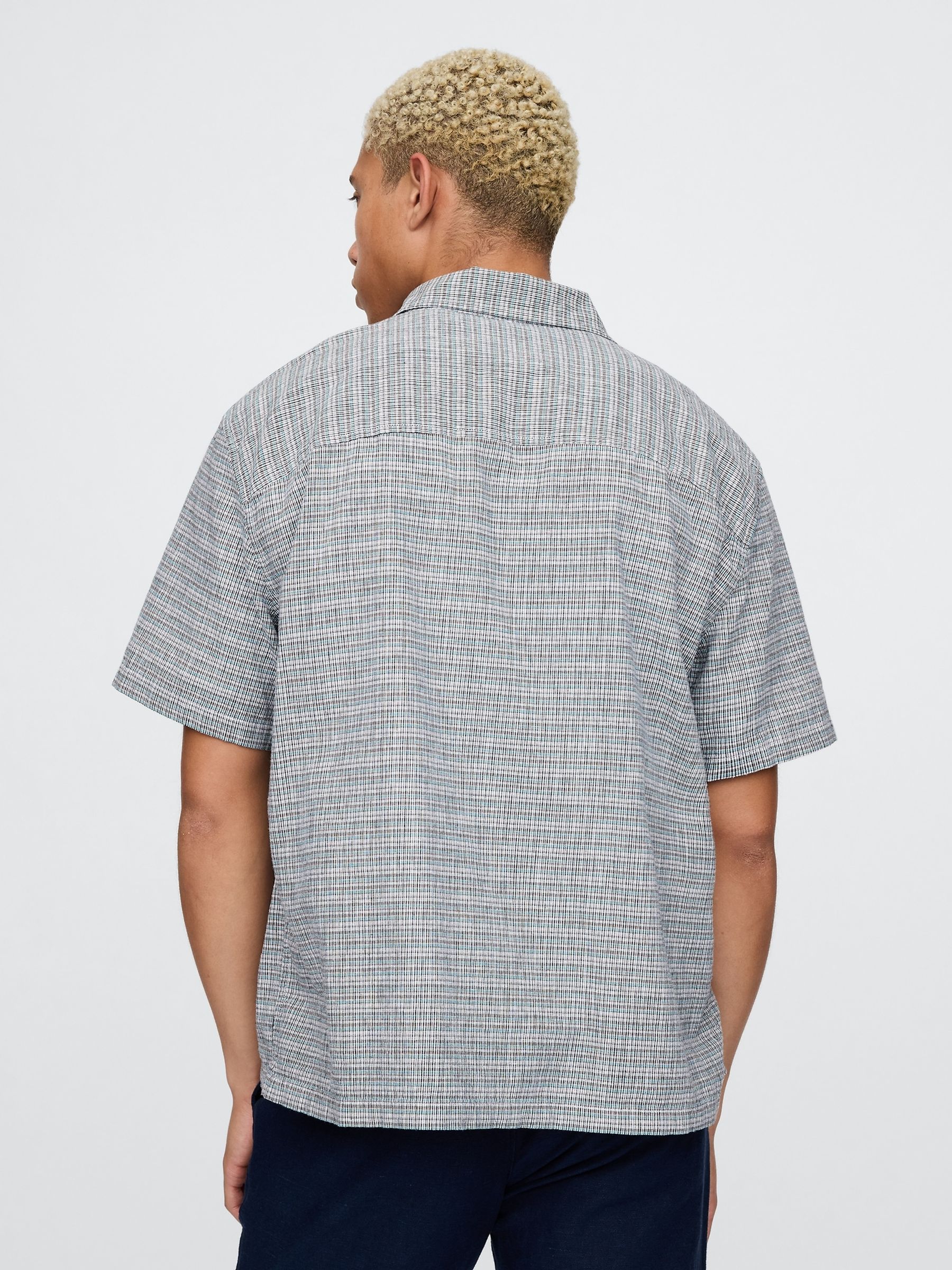 Grey Linen-Cotton Short Sleeve Shirt - Image 2 of 5