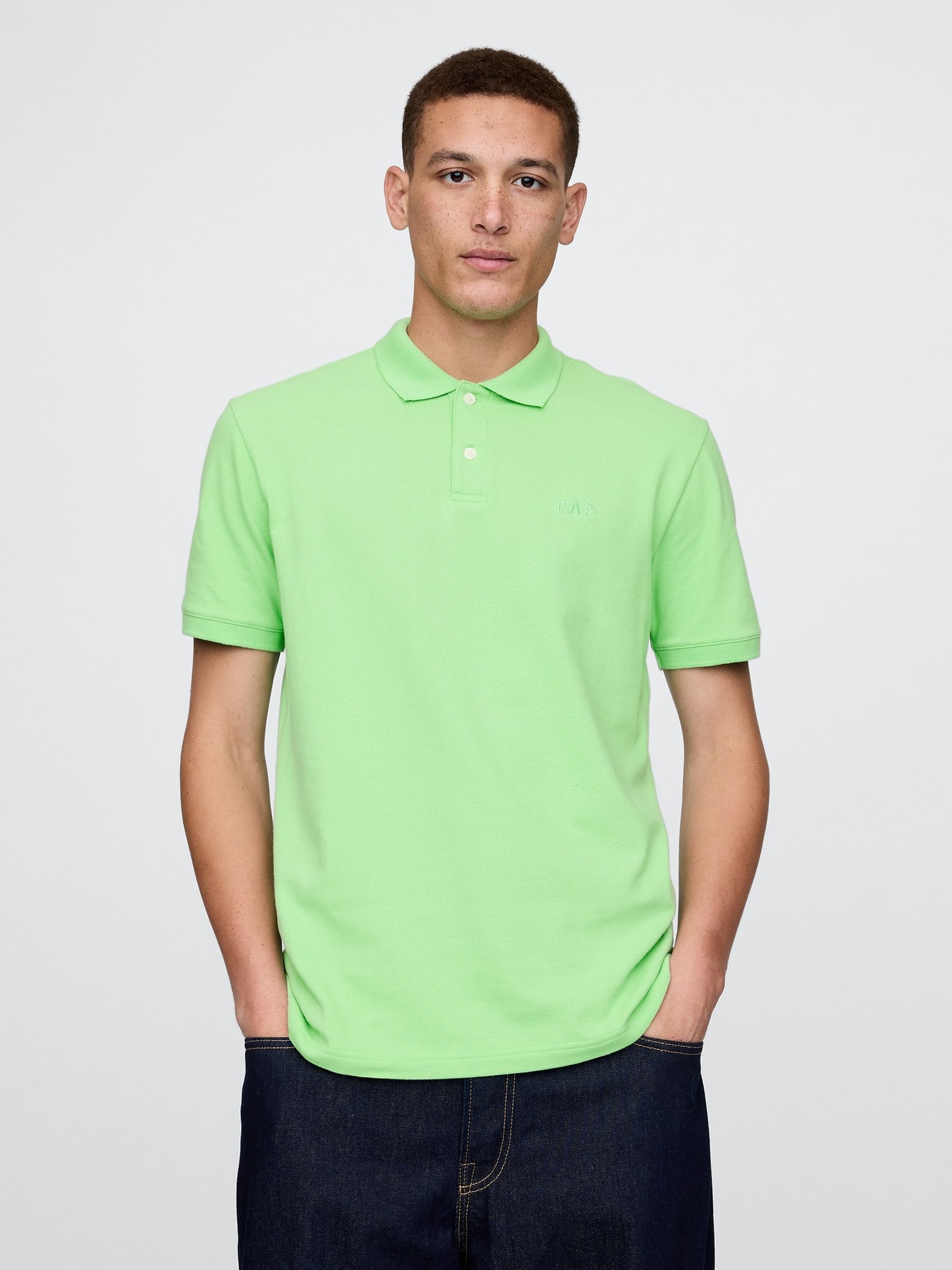 Green Logo Pique Polo Shirt - Image 1 of 5