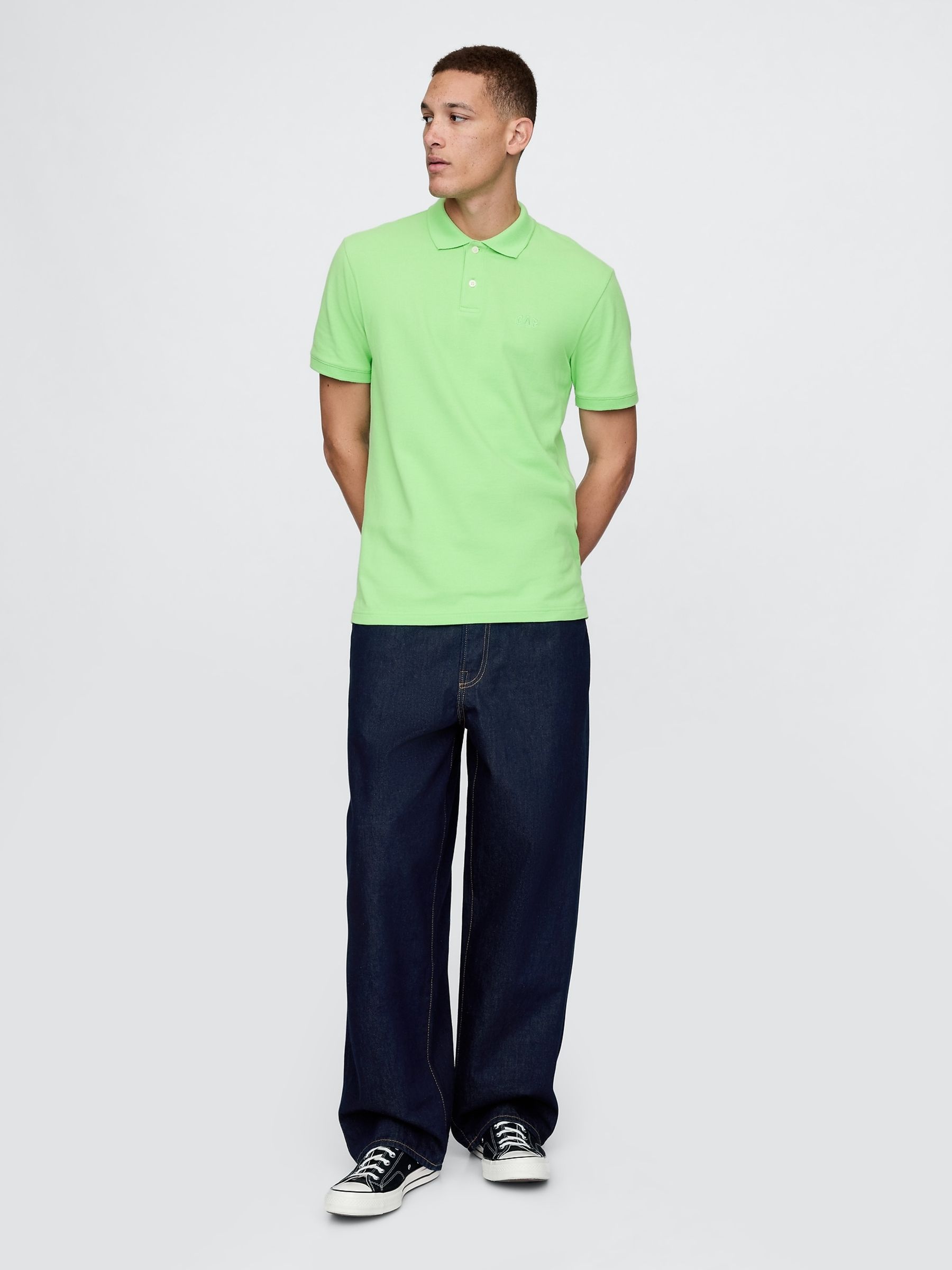 Green Logo Pique Polo Shirt - Image 3 of 5